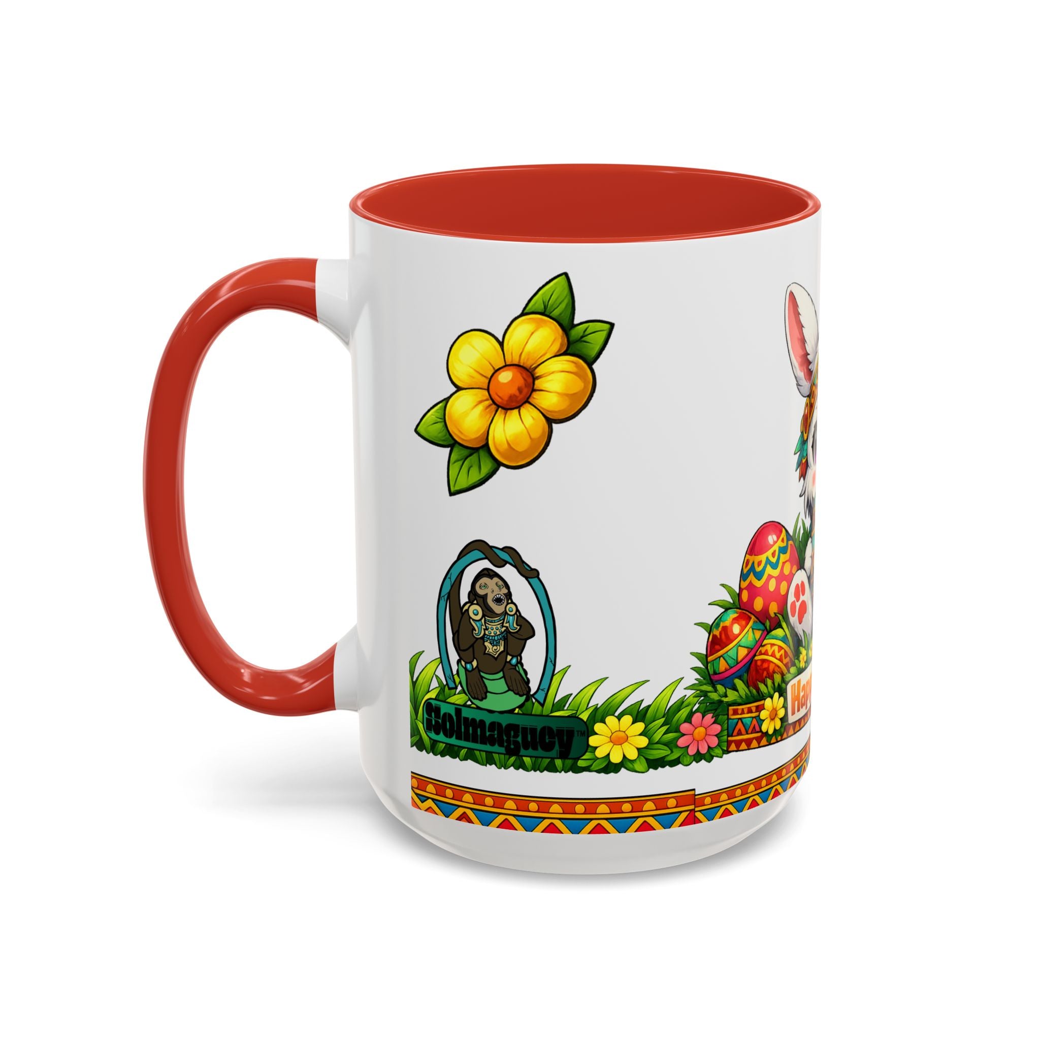 Cute Easter Bunny with Colorful Eggs Mug Accent Coffee Mug