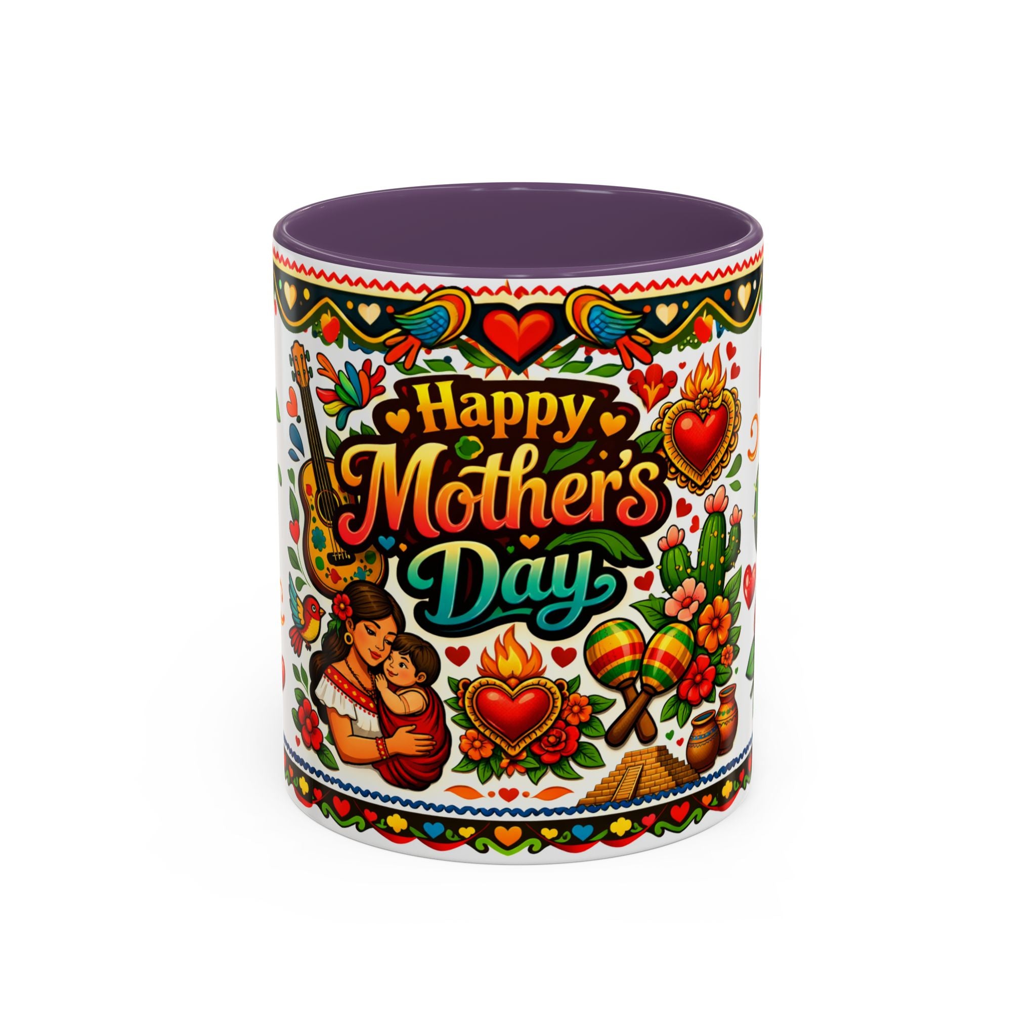 Happy Mother's Day Accent Coffee Mug – Colorful Mexican Folk Art Design