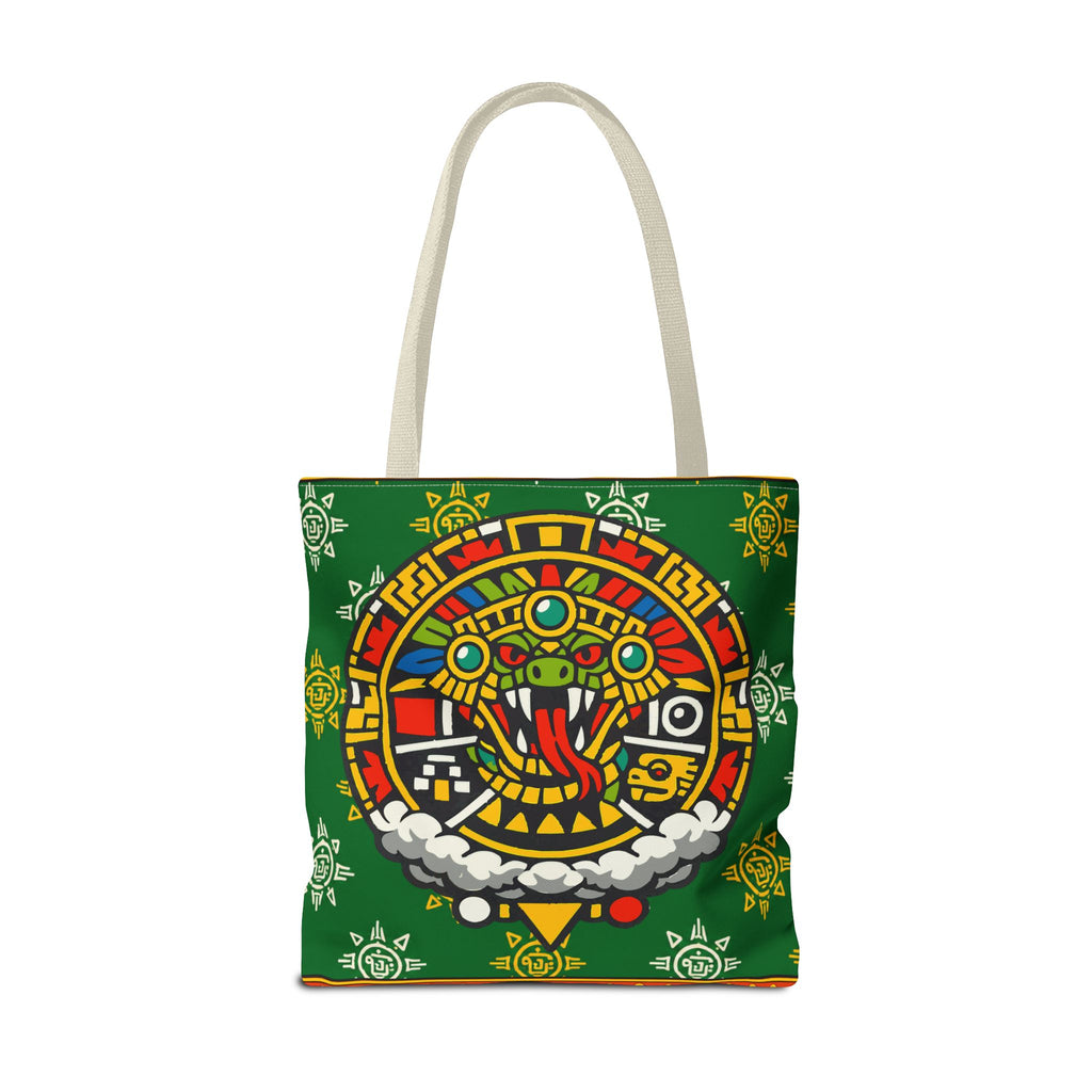 Quetzalcoatl Rising Tote Bag — Aztec Feathered Serpent All-Over Print