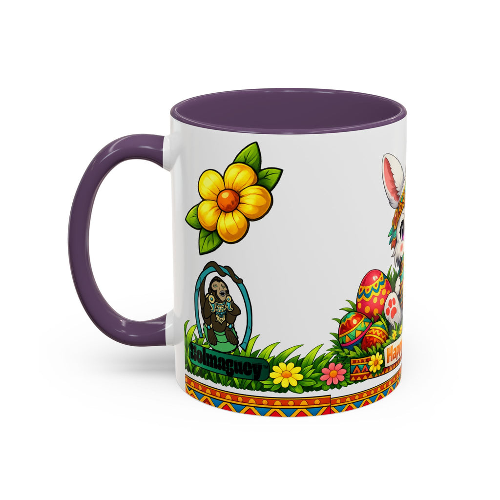 Cute Easter Bunny with Colorful Eggs Mug Accent Coffee Mug