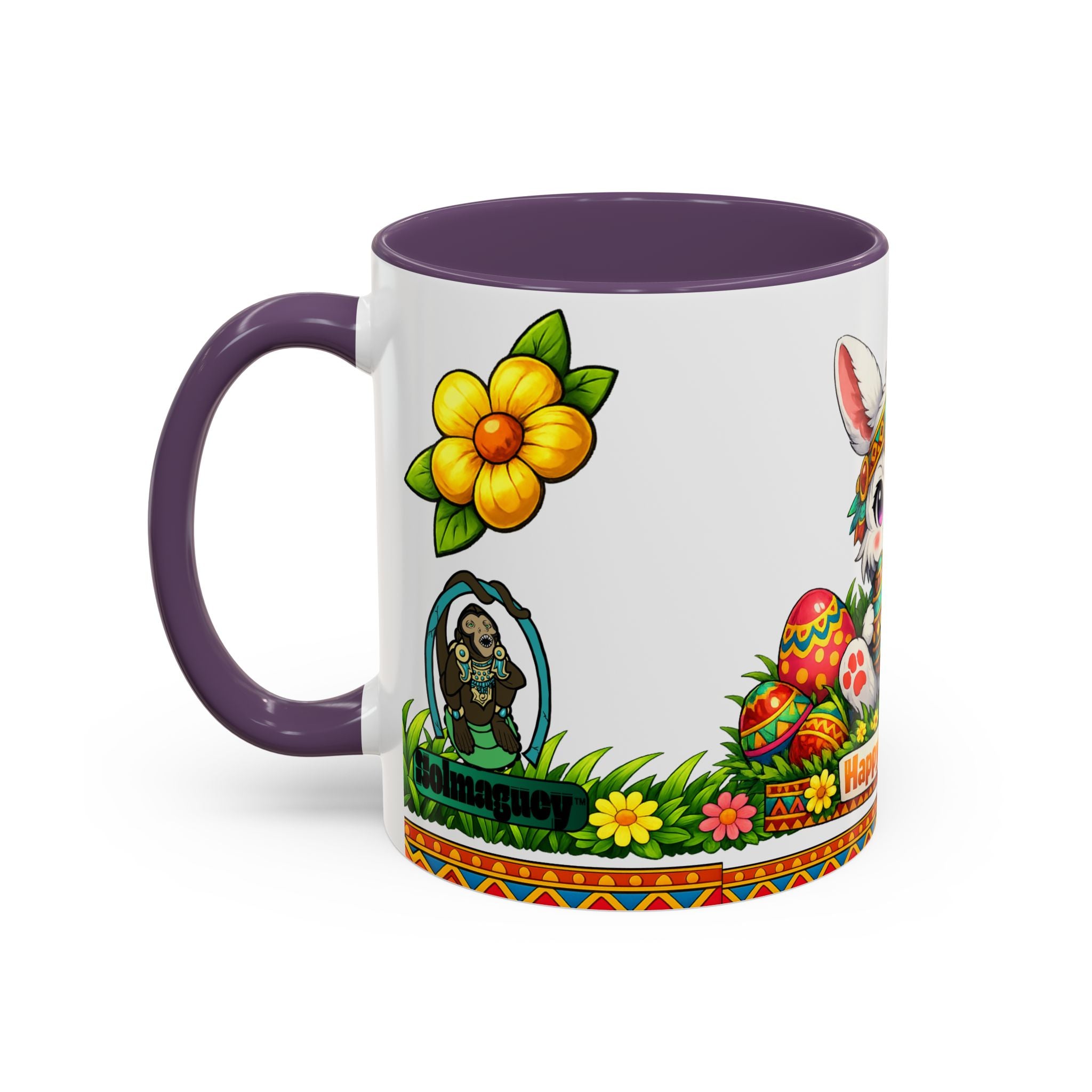 Cute Easter Bunny with Colorful Eggs Mug Accent Coffee Mug