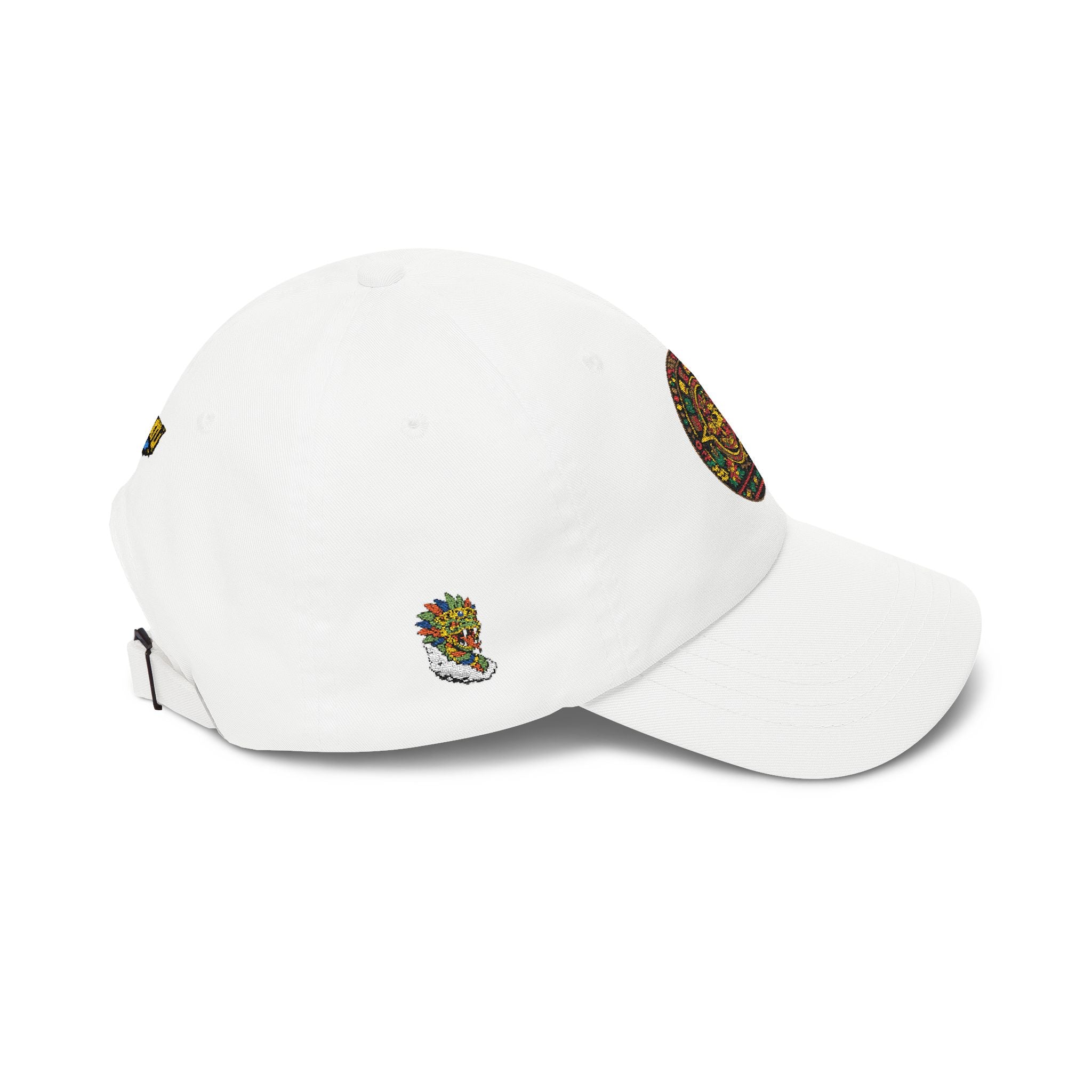 Dad Cap — Colorful Aztec Calendar & Quetzalcoatl Embroidered Hat