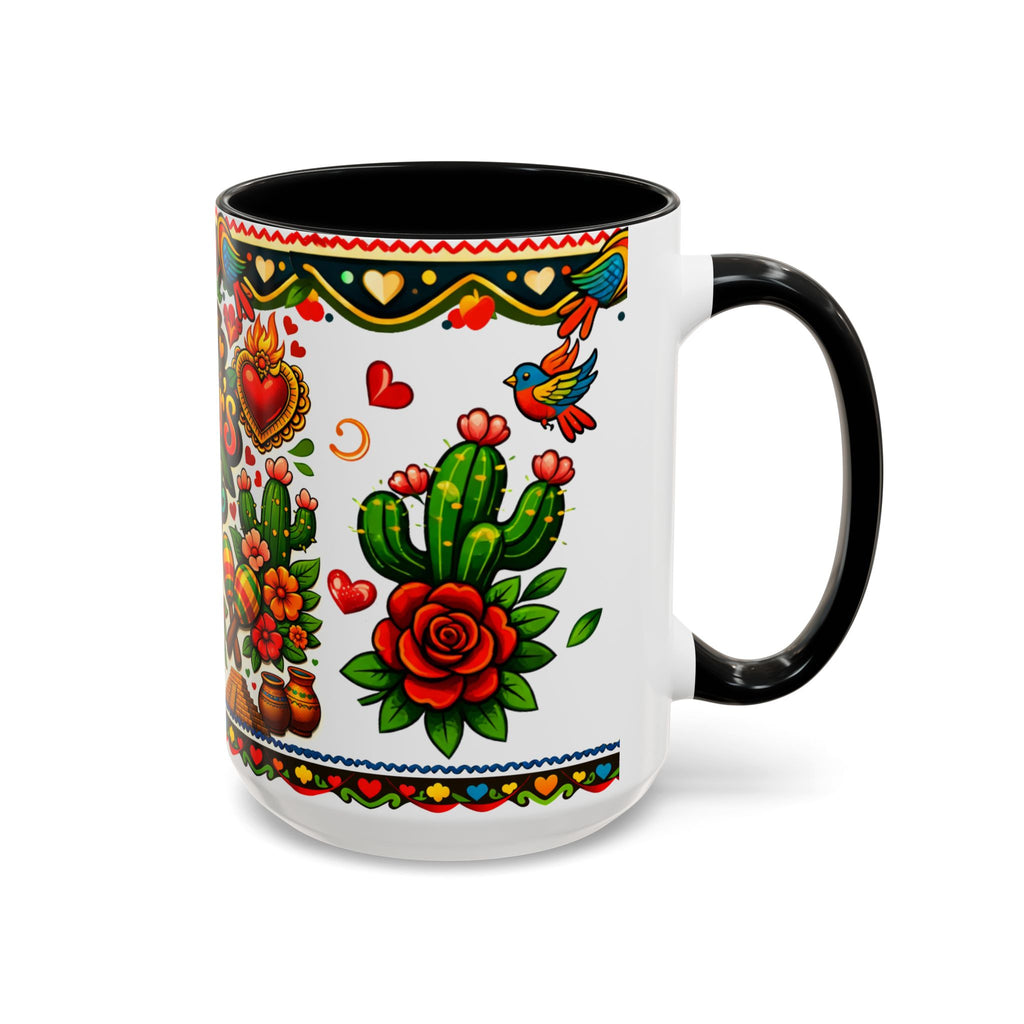 Happy Mother's Day Accent Coffee Mug – Colorful Mexican Folk Art Design