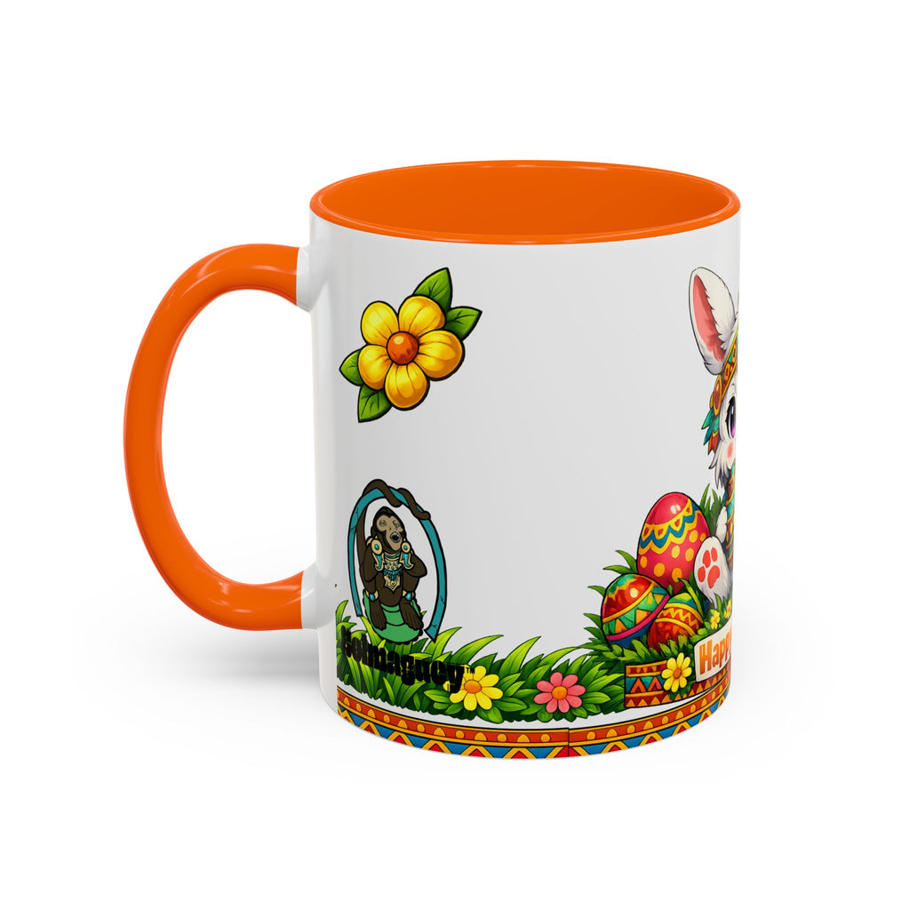 Cute Easter Bunny with Colorful Eggs Mug Accent Coffee Mug EU