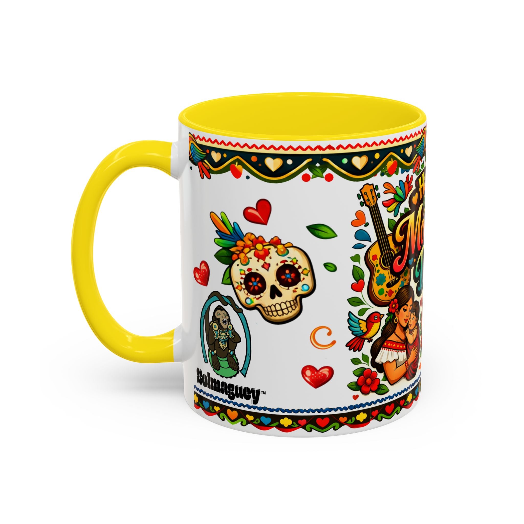 Happy Mother's Day Accent Coffee Mug – Colorful Mexican Folk Art Design
