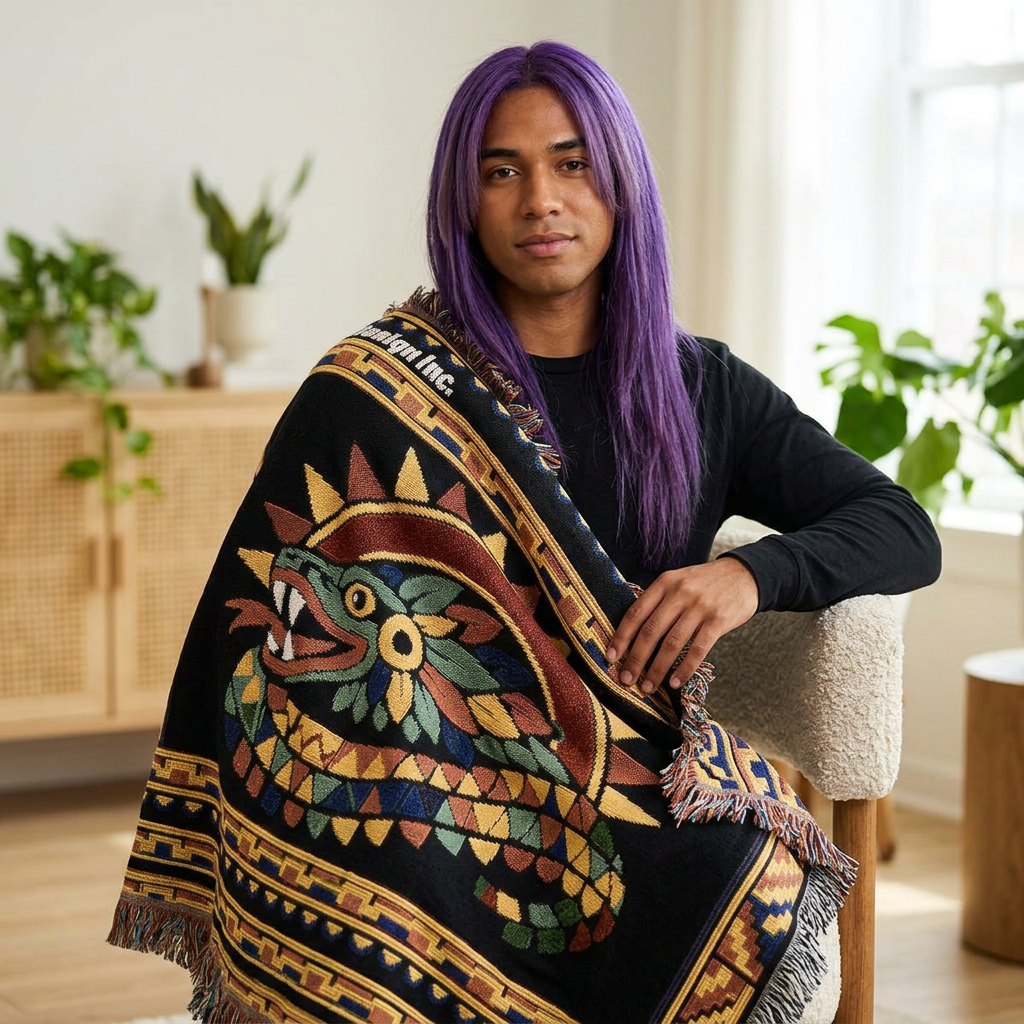 Aztec Quetzalcoatl Woven Blanket
