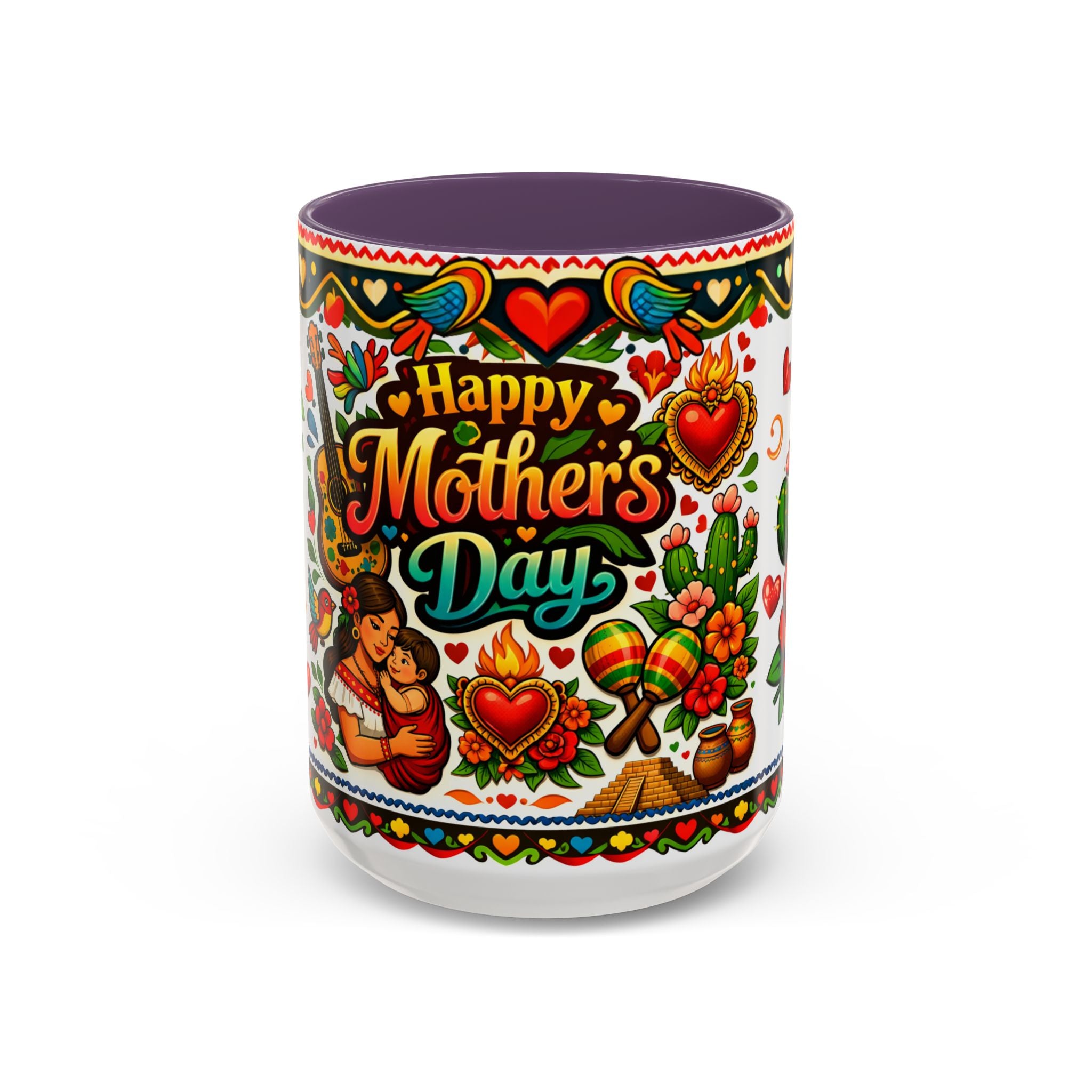 Happy Mother's Day Accent Coffee Mug – Colorful Mexican Folk Art Design