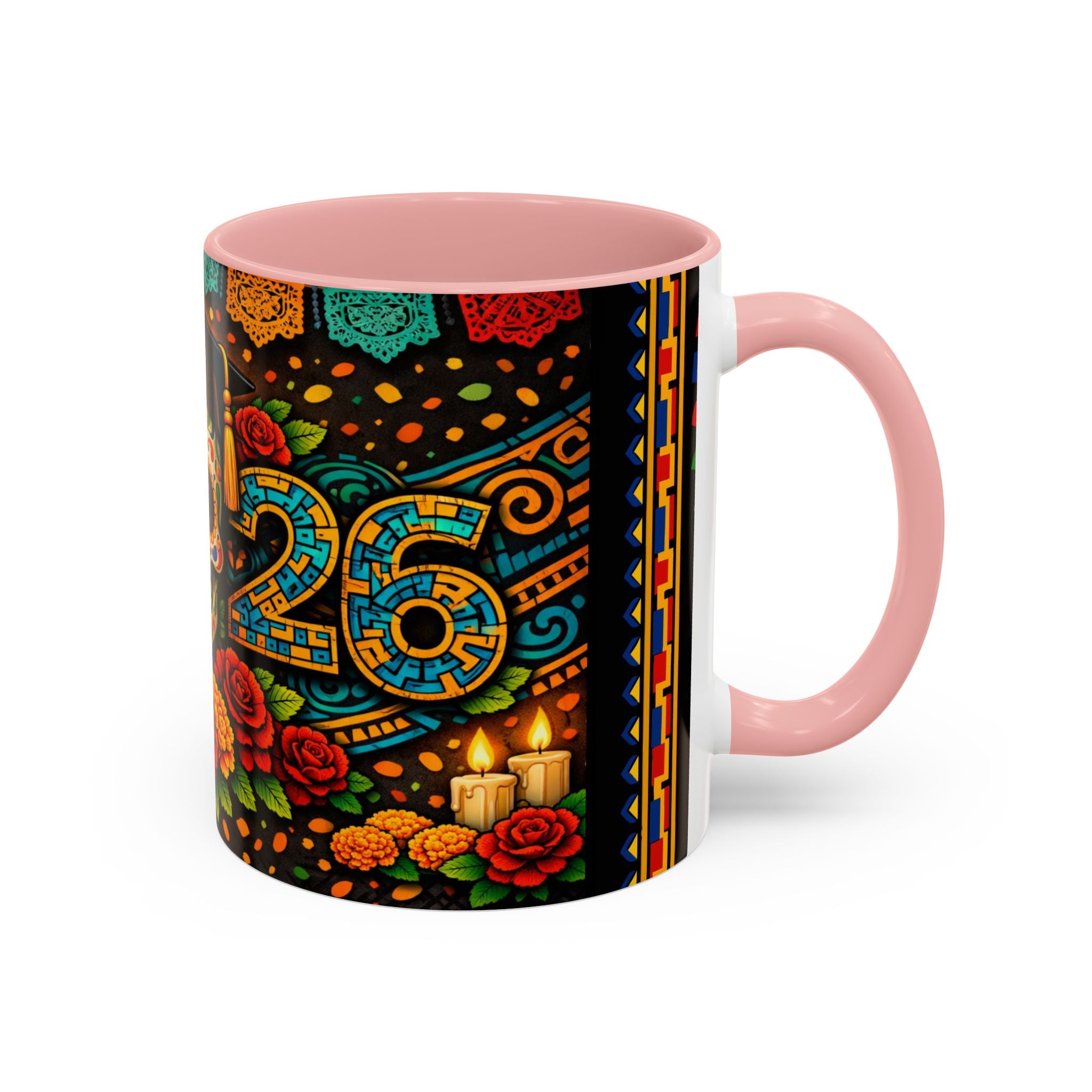 Day of the Dead Graduation Skull Accent Coffee Mug — Class of '26 Cappuccino Cup