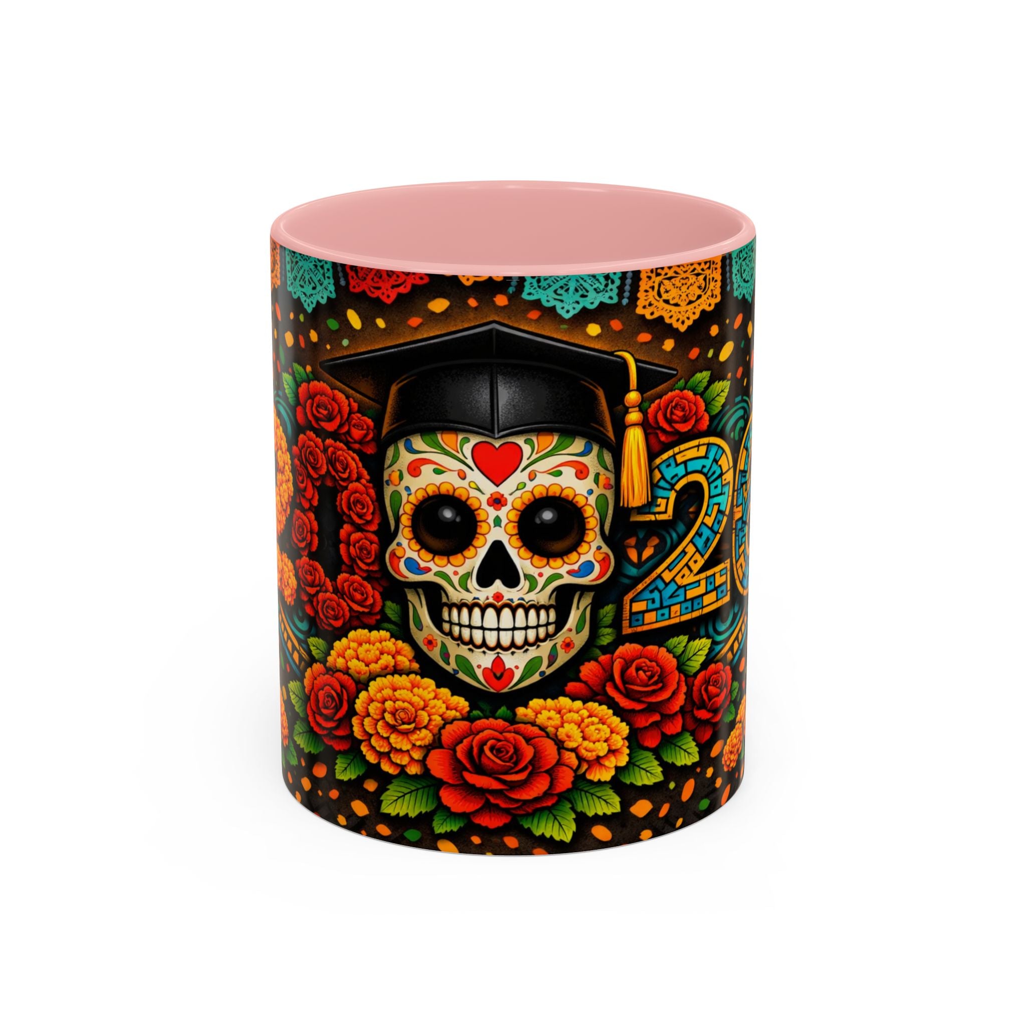 Day of the Dead Graduation Skull Accent Coffee Mug — Class of '26 Cappuccino Cup