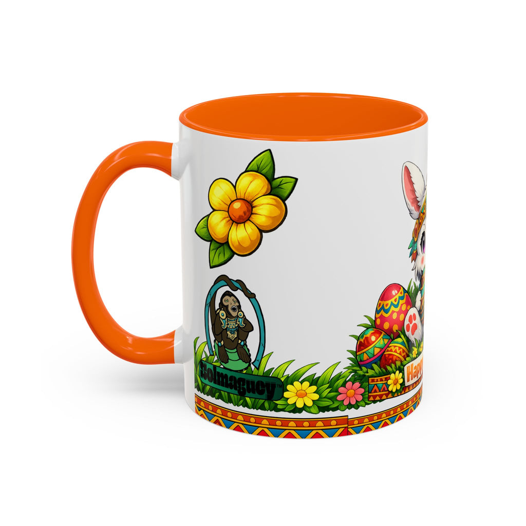 Cute Easter Bunny with Colorful Eggs Mug Accent Coffee Mug