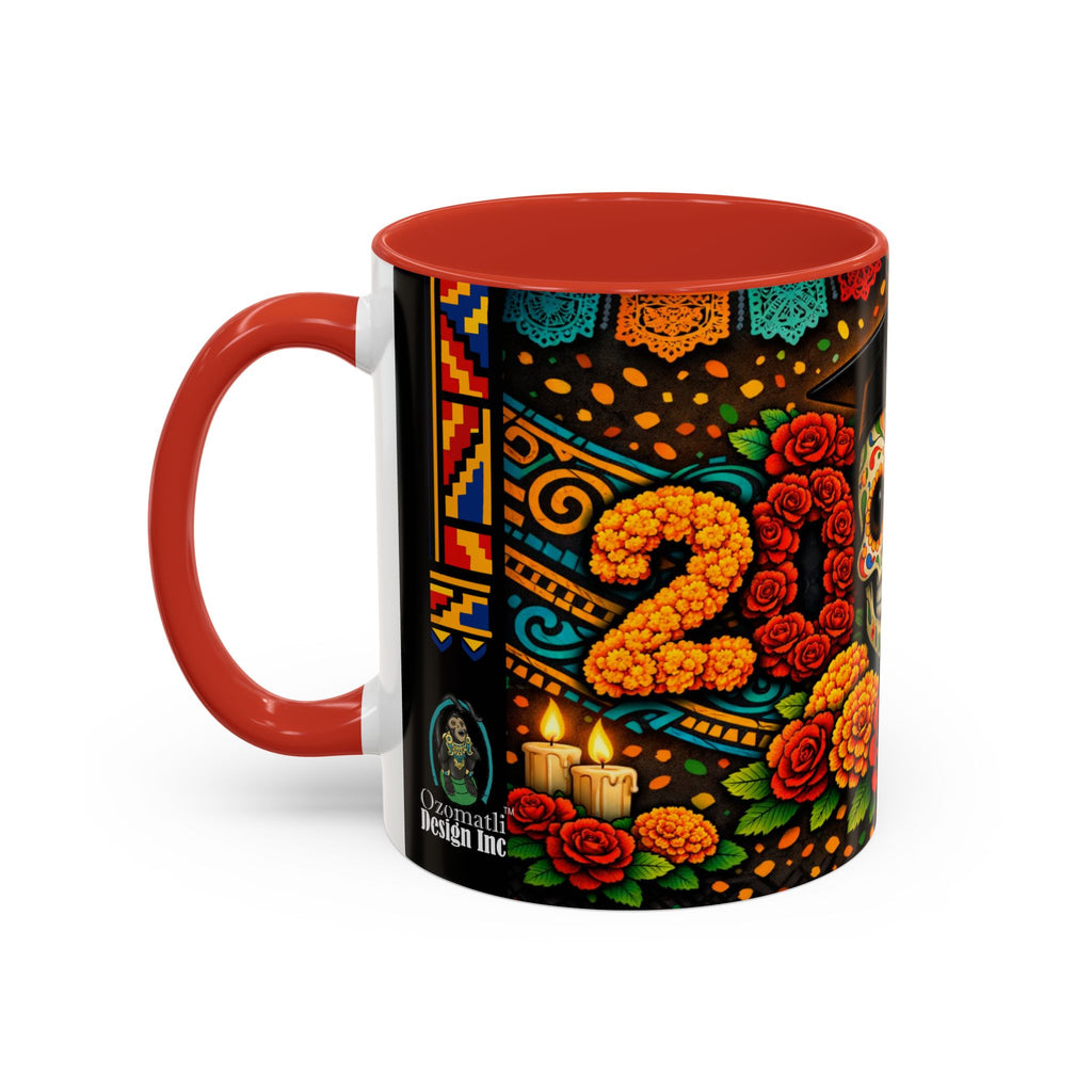 Day of the Dead Graduation Skull Accent Coffee Mug — Class of '26 Cappuccino Cup
