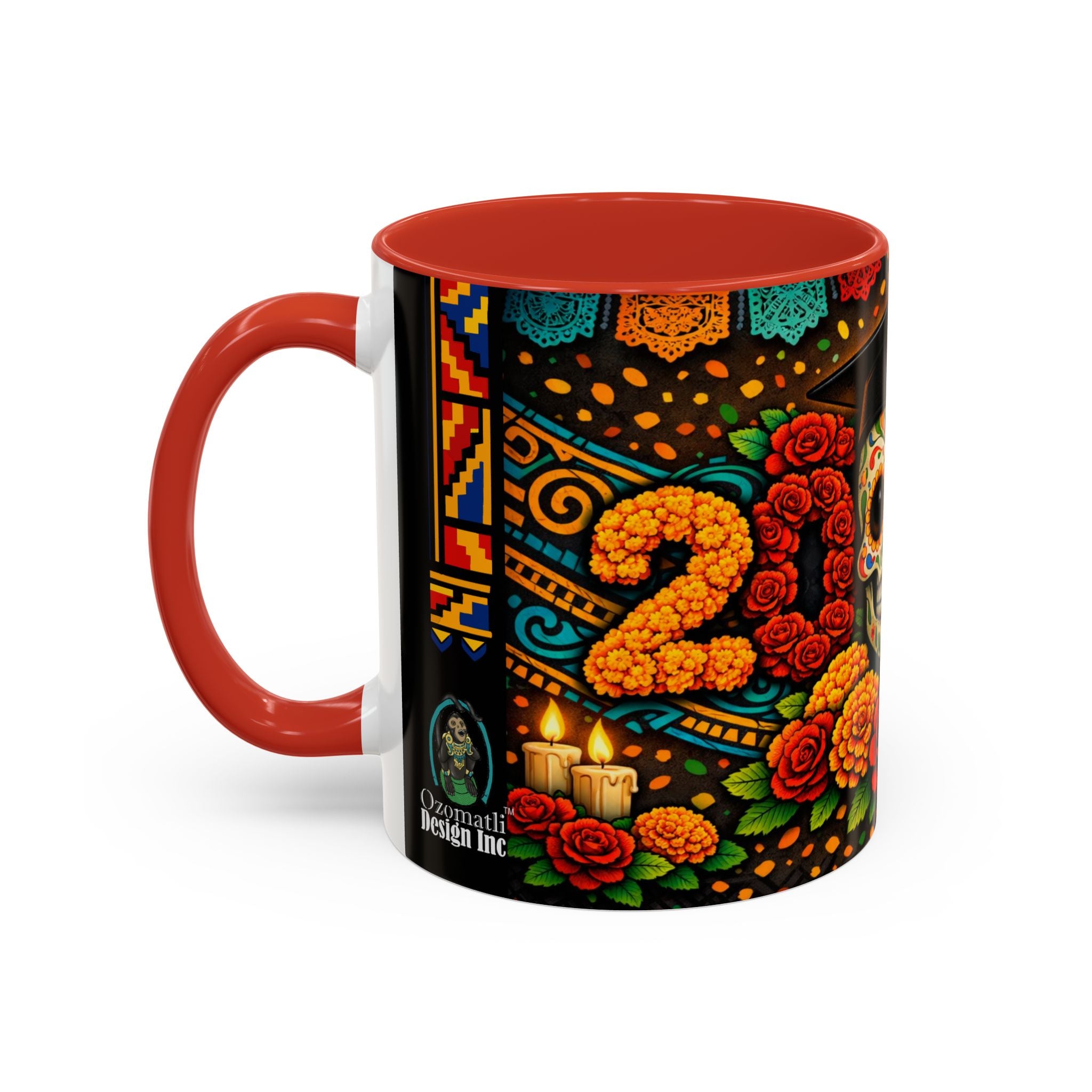 Day of the Dead Graduation Skull Accent Coffee Mug — Class of '26 Cappuccino Cup