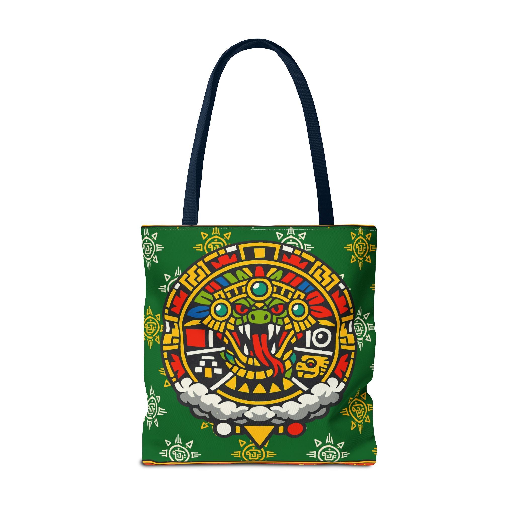 Quetzalcoatl Rising Tote Bag — Aztec Feathered Serpent All-Over Print