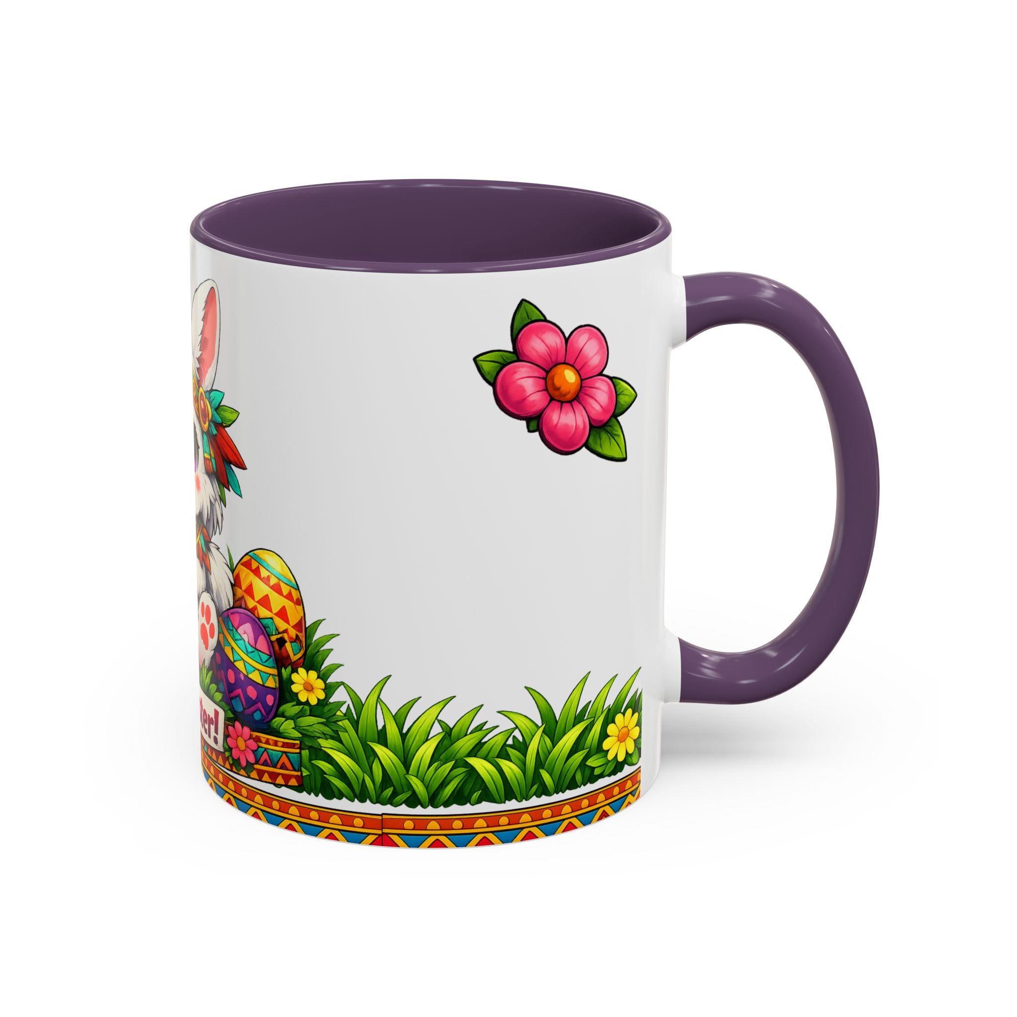 Cute Easter Bunny with Colorful Eggs Mug Accent Coffee Mug EU