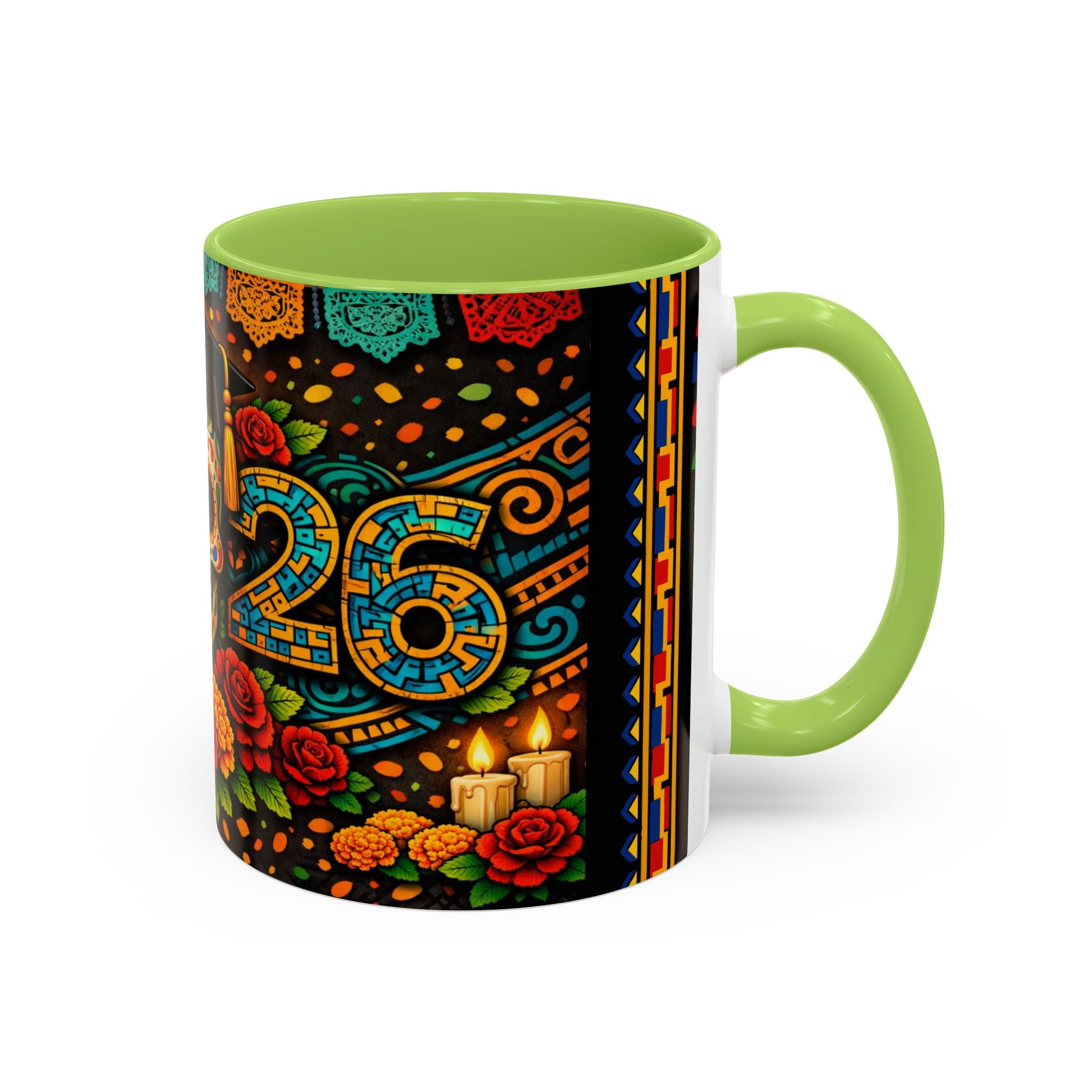 Day of the Dead Graduation Skull Accent Coffee Mug — Class of '26 Cappuccino Cup