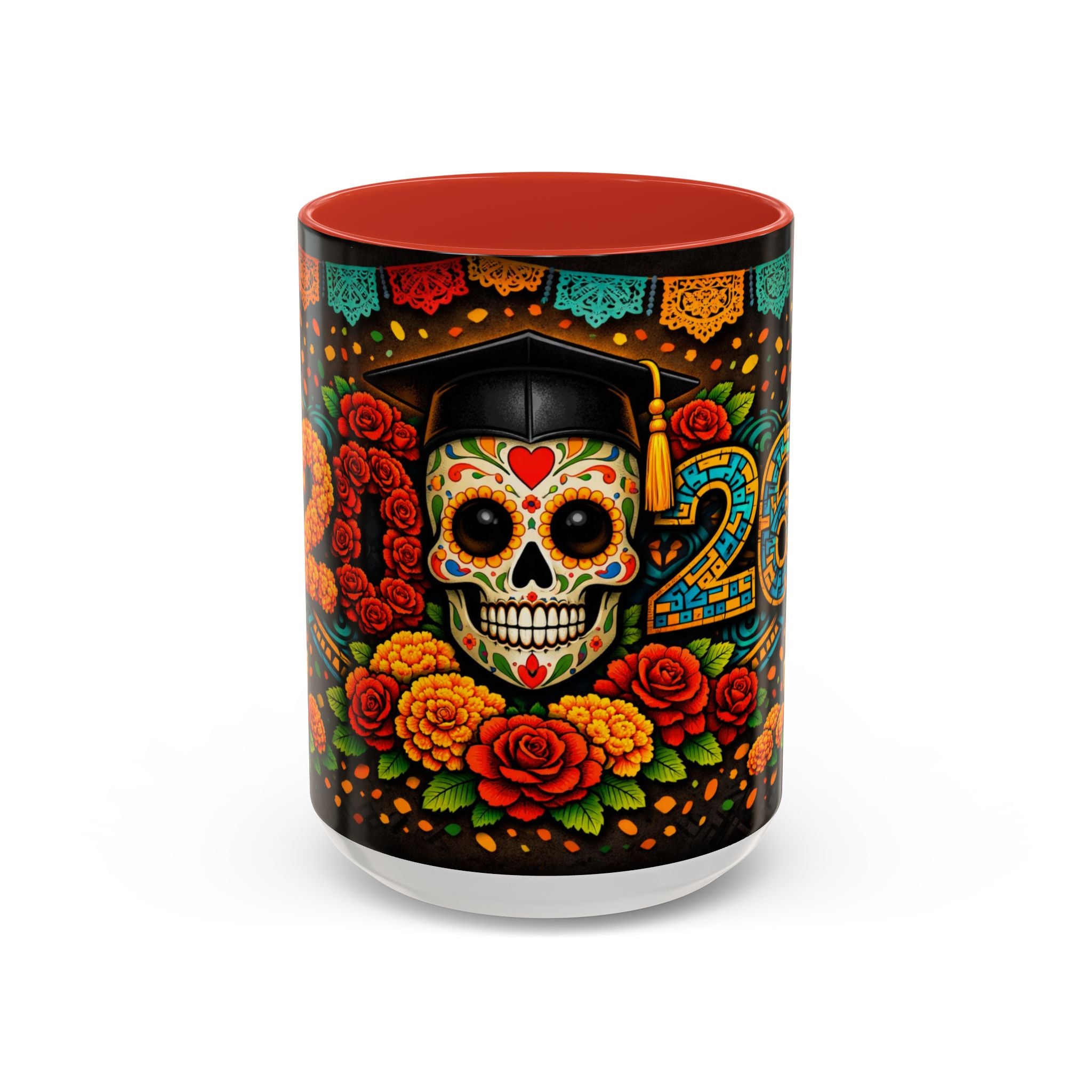 Day of the Dead Graduation Skull Accent Coffee Mug — Class of '26 Cappuccino Cup