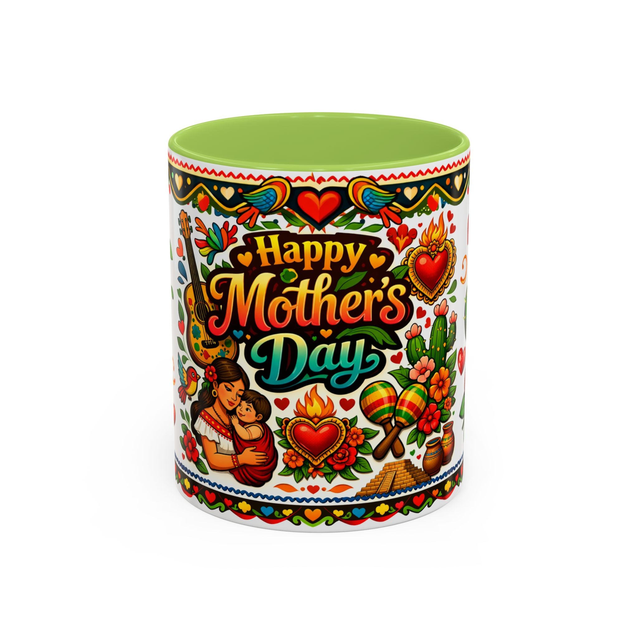 Happy Mother's Day Accent Coffee Mug – Colorful Mexican Folk Art Design