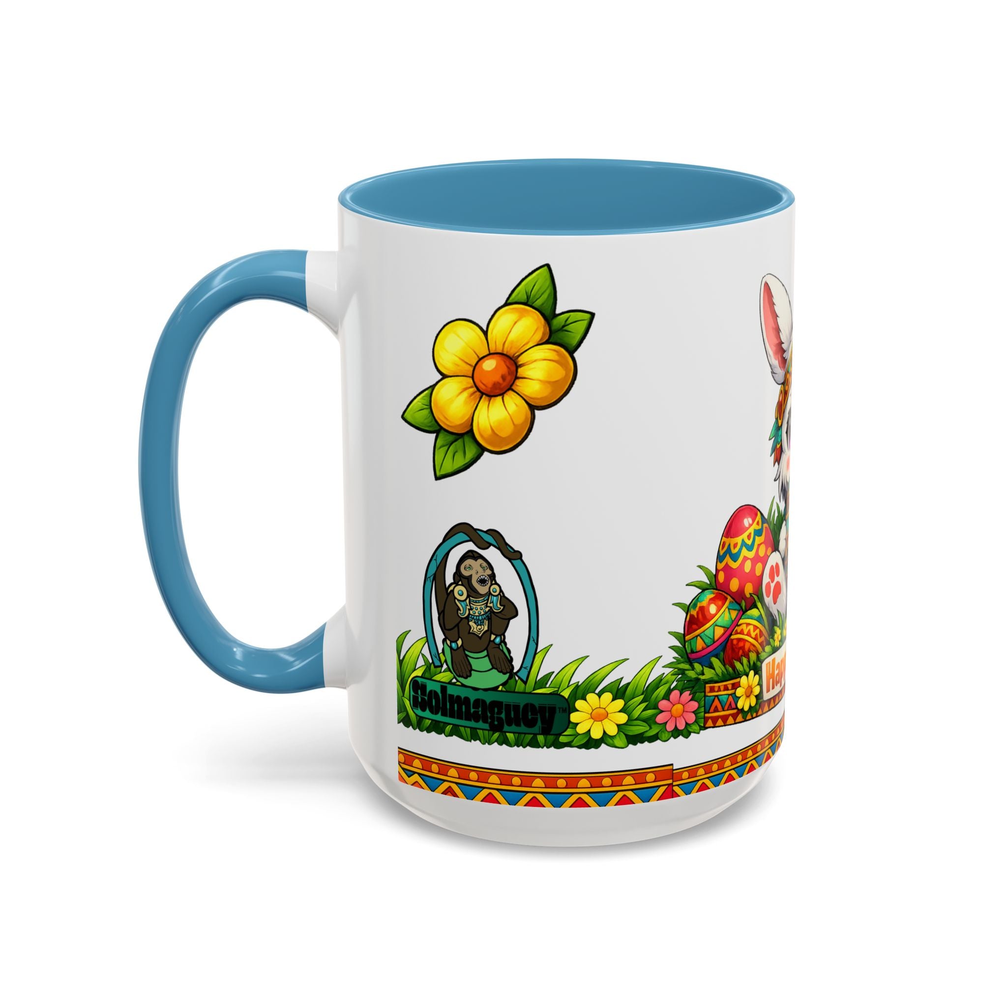 Cute Easter Bunny with Colorful Eggs Mug Accent Coffee Mug