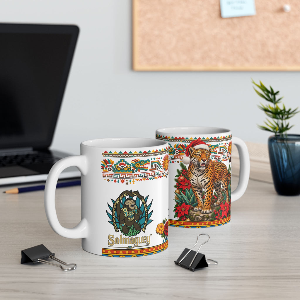 Jaguar Navideño™ Christmas Ceramic Mug | Festive Jaguar Coffee Cup | Solmaguey™
