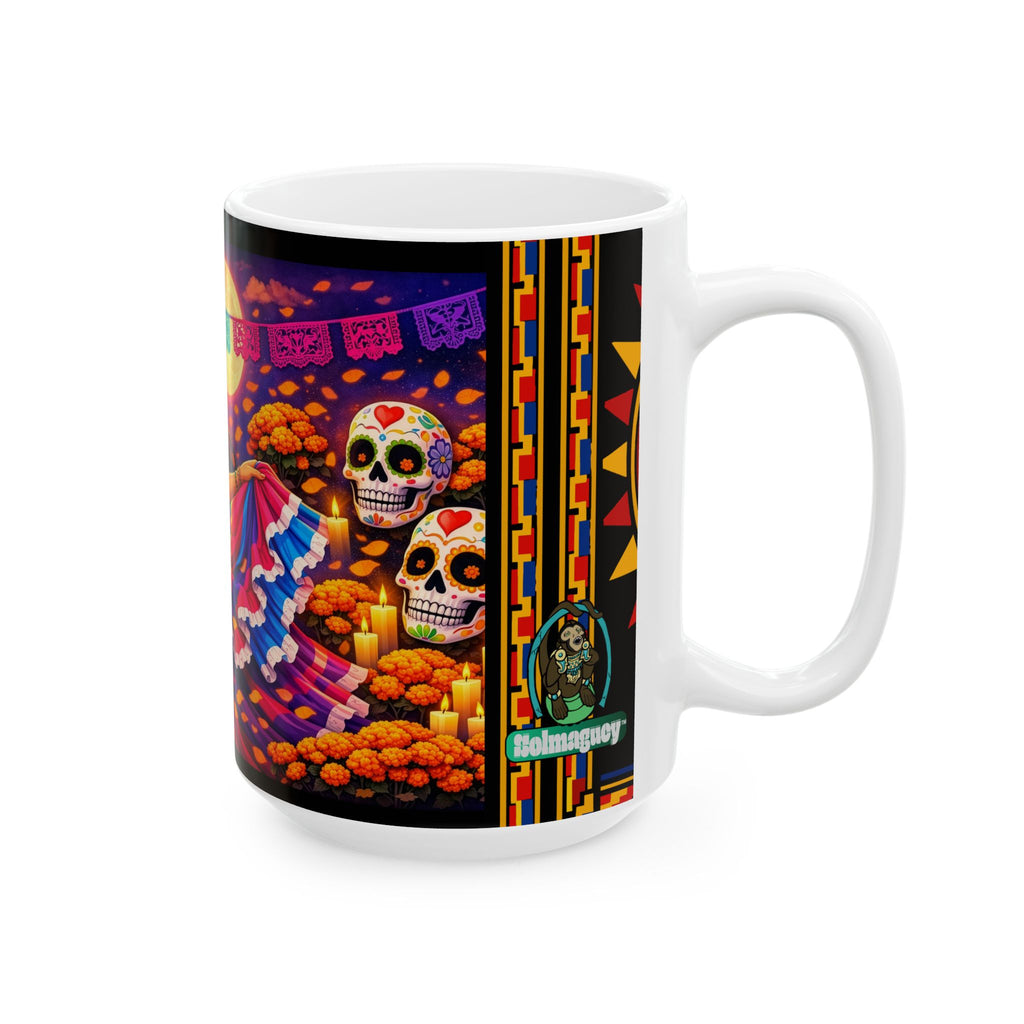 Day of the Dead Ceramic Mug — Colorful Catrina Dance Design (11oz, 15oz)
