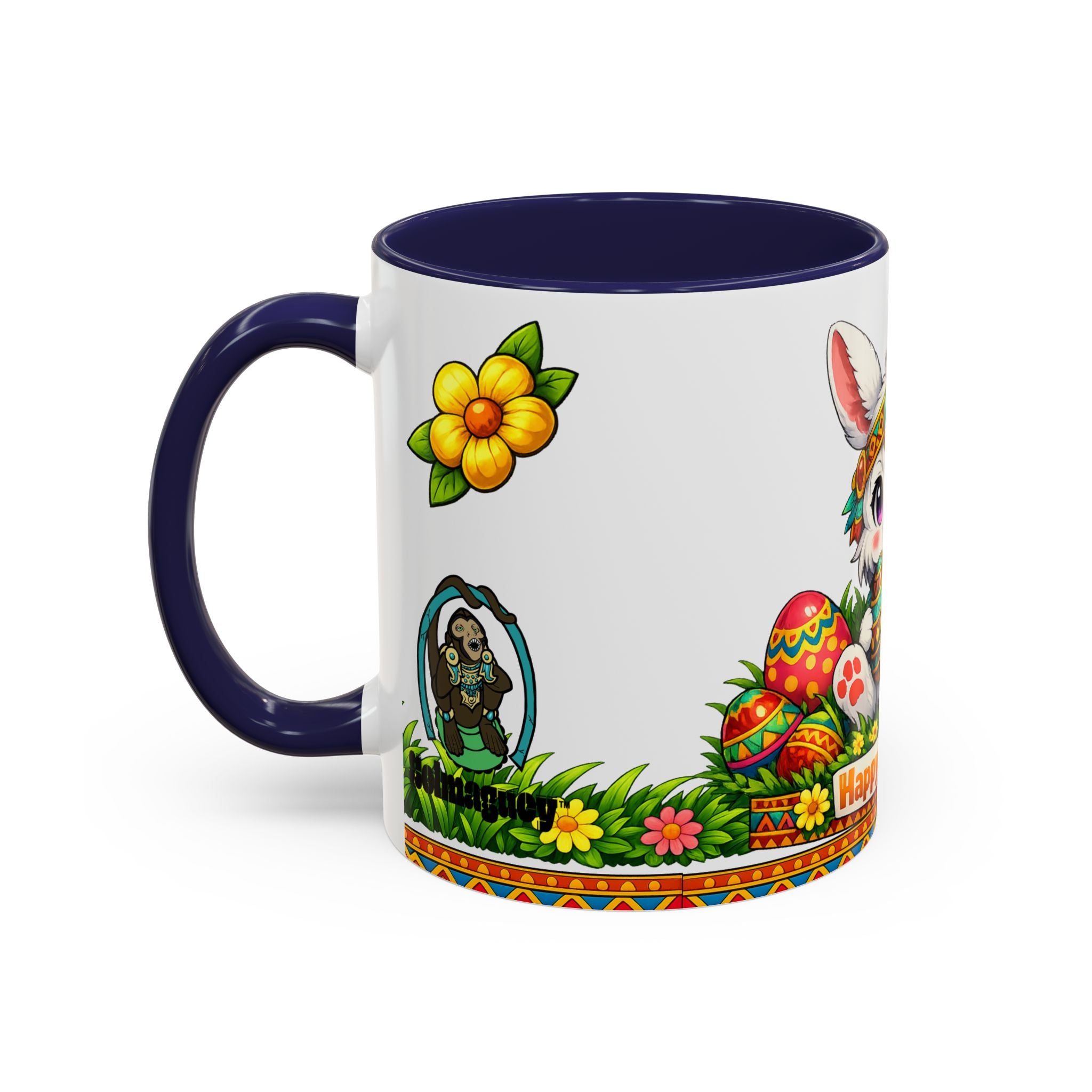 Cute Easter Bunny with Colorful Eggs Mug Accent Coffee Mug EU
