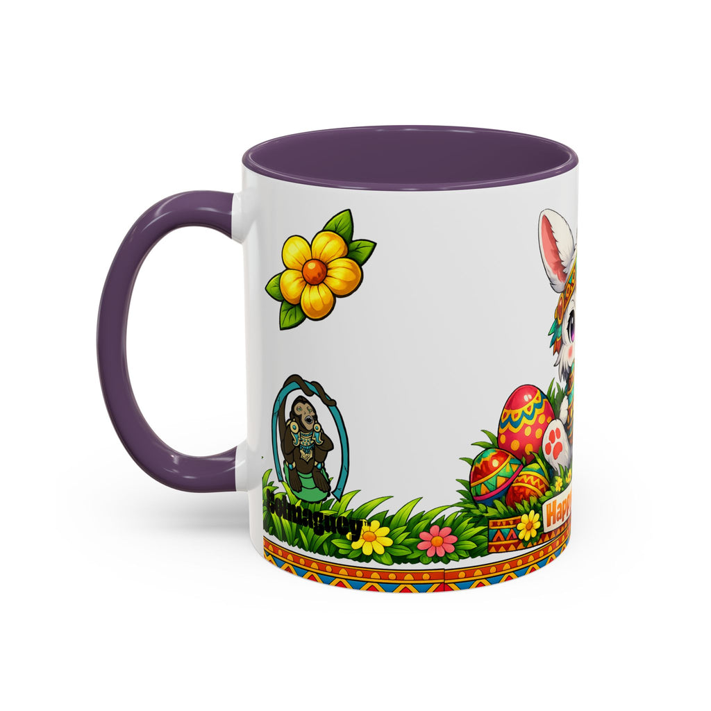 Cute Easter Bunny with Colorful Eggs Mug Accent Coffee Mug EU