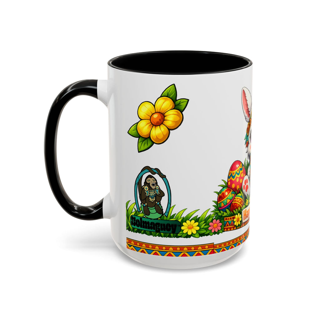 Cute Easter Bunny with Colorful Eggs Mug Accent Coffee Mug