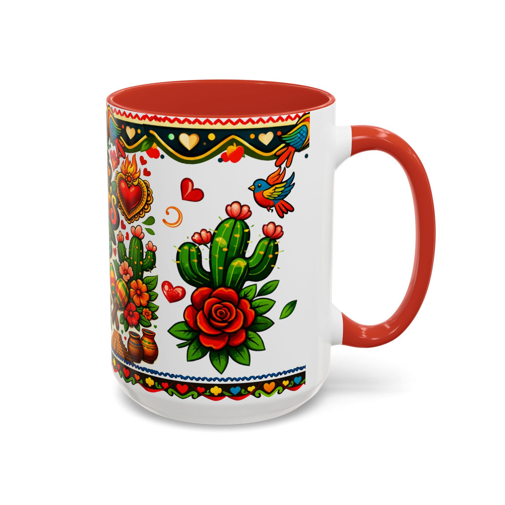 Happy Mother's Day Accent Coffee Mug – Colorful Mexican Folk Art Design