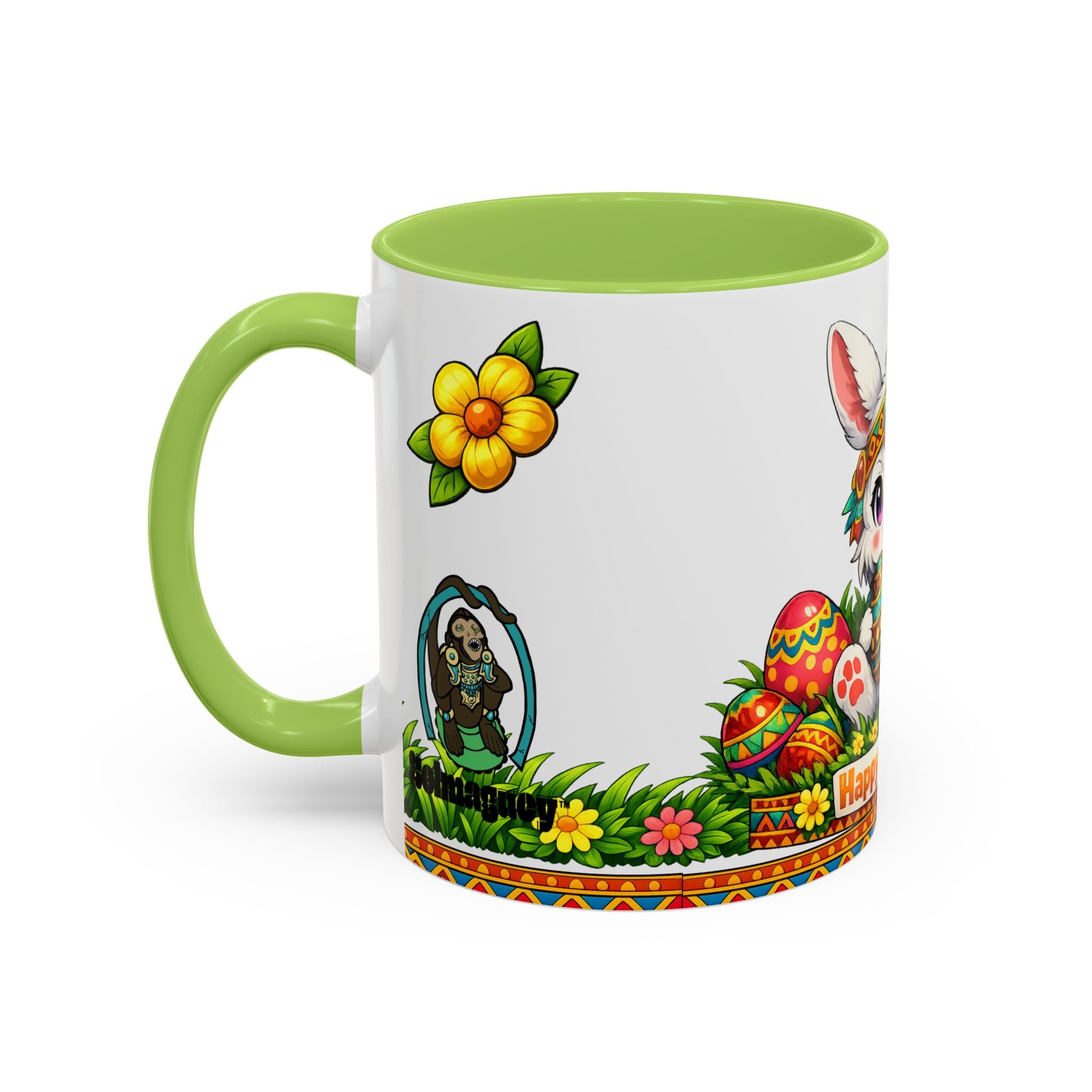 Cute Easter Bunny with Colorful Eggs Mug Accent Coffee Mug EU