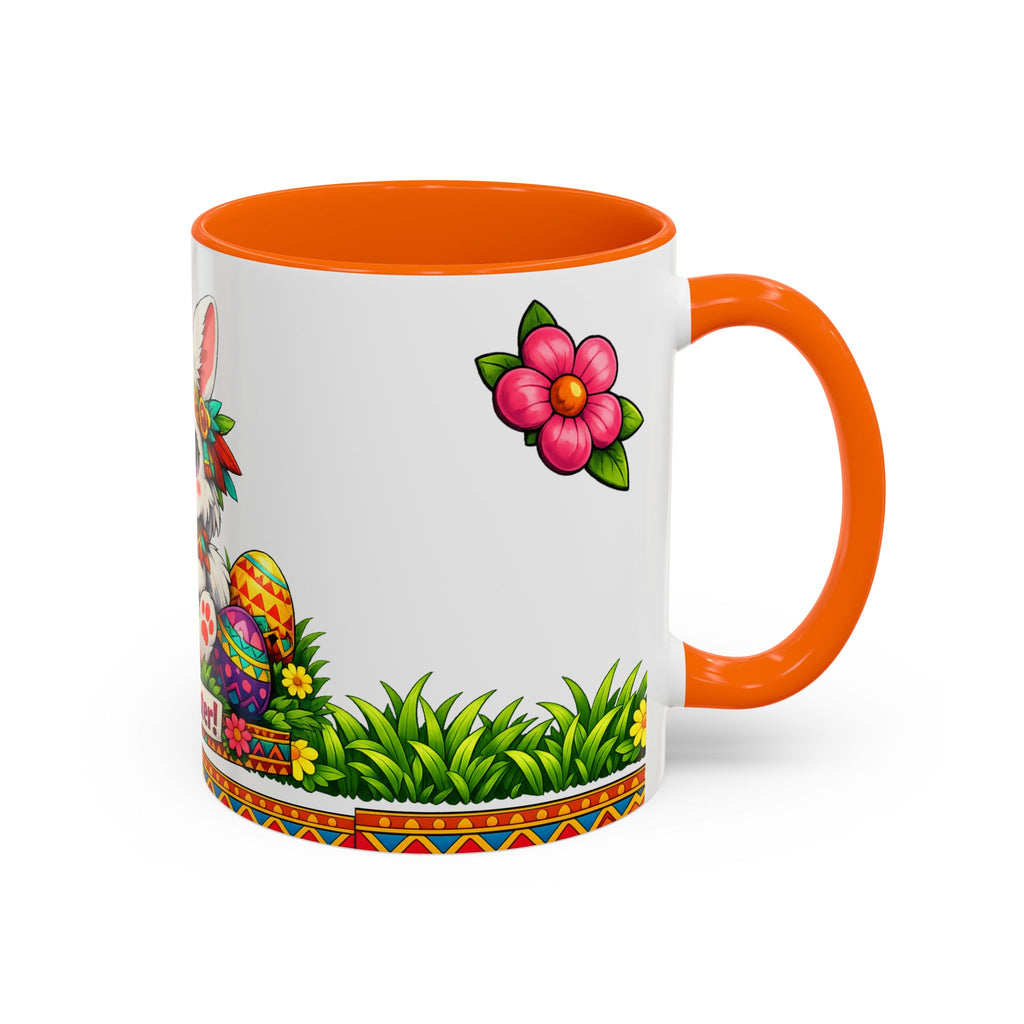 Cute Easter Bunny with Colorful Eggs Mug Accent Coffee Mug