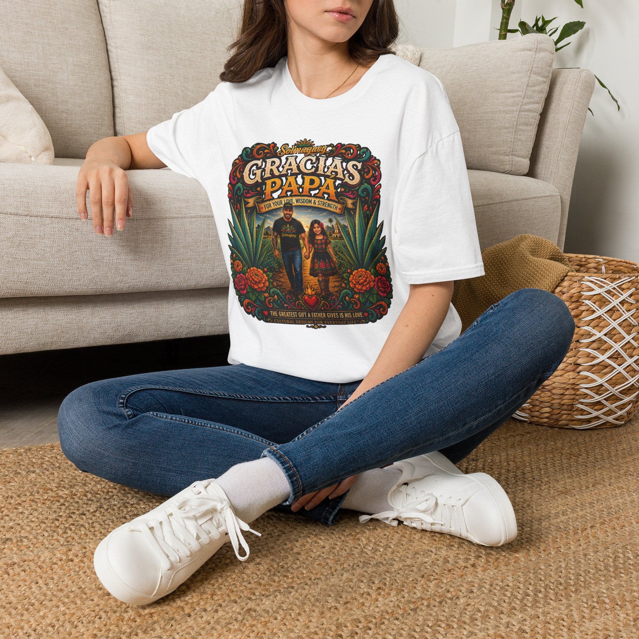 Gracias Papá Shirt, Mexican Dad Gift, Father Daughter Shirt, Latino Father Gift, Hispanic Family Tee, Father's Day Gift for Papa, Mexican Folk Art Shirt