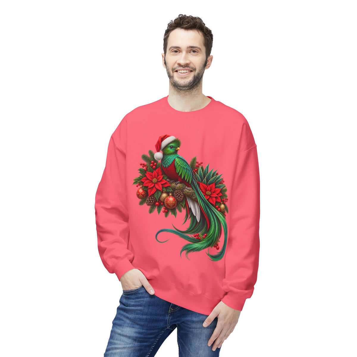 Quetzal Navideño™ Christmas Crewneck Sweatshirt | Festive Quetzal Bird Sweater | Solmaguey™