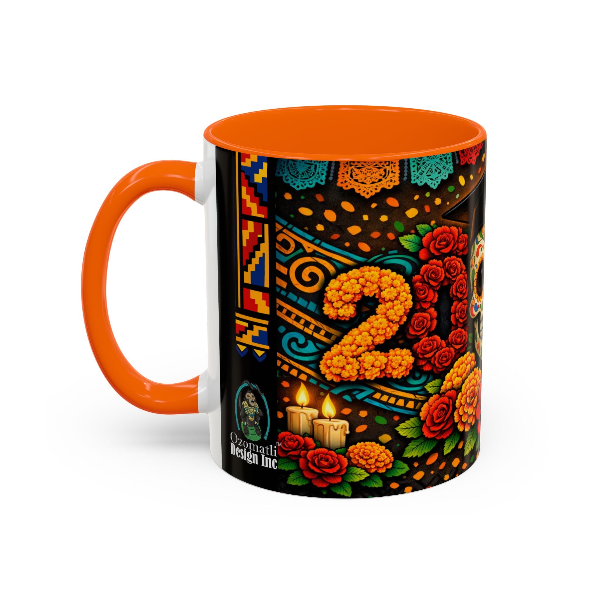 Day of the Dead Graduation Skull Accent Coffee Mug — Class of '26 Cappuccino Cup