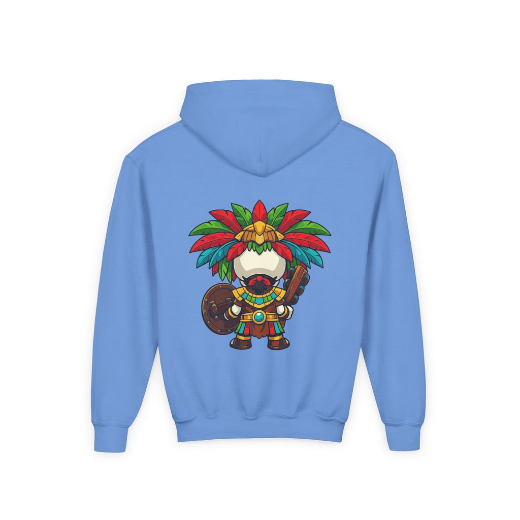 Youth Hoodie — Colorful Aztec Sugar Skull & Warrior Kids Pullover