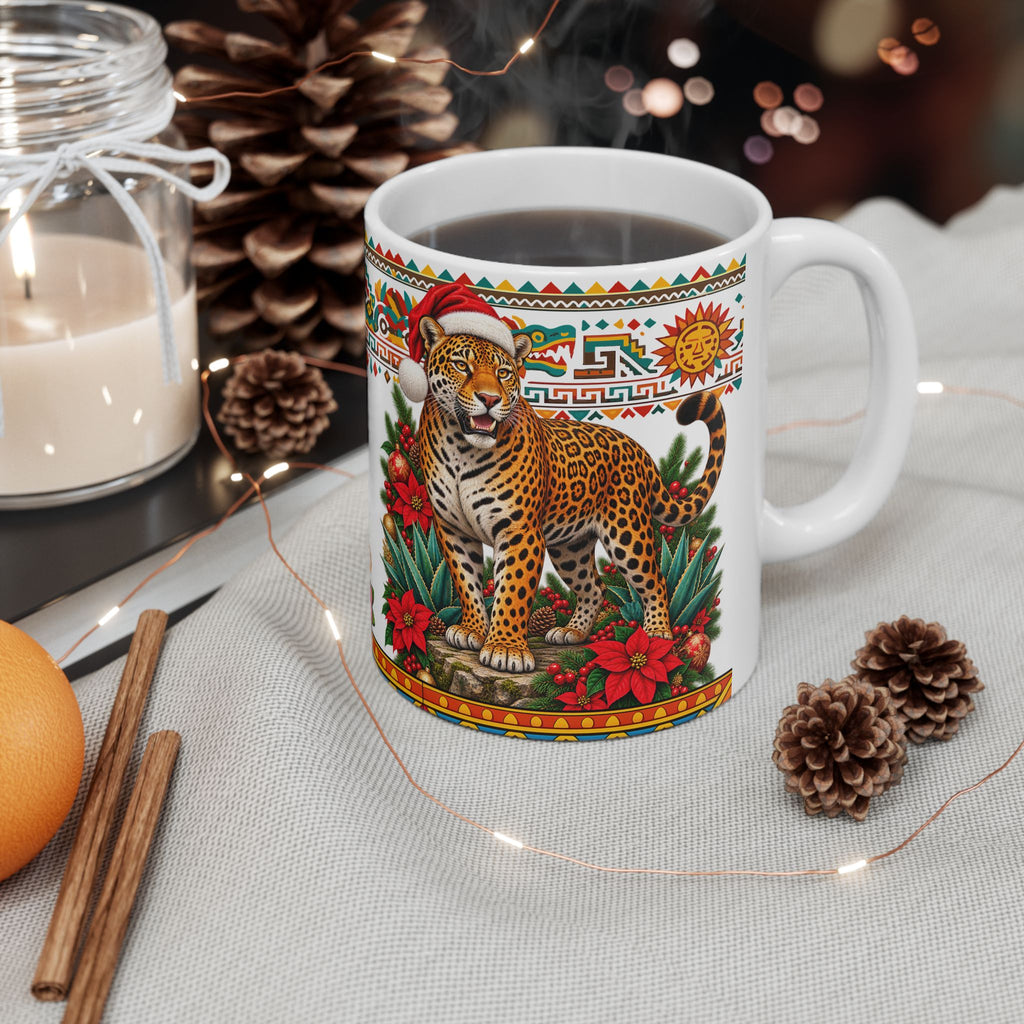 Jaguar Navideño™ Christmas Ceramic Mug | Festive Jaguar Coffee Cup | Solmaguey™