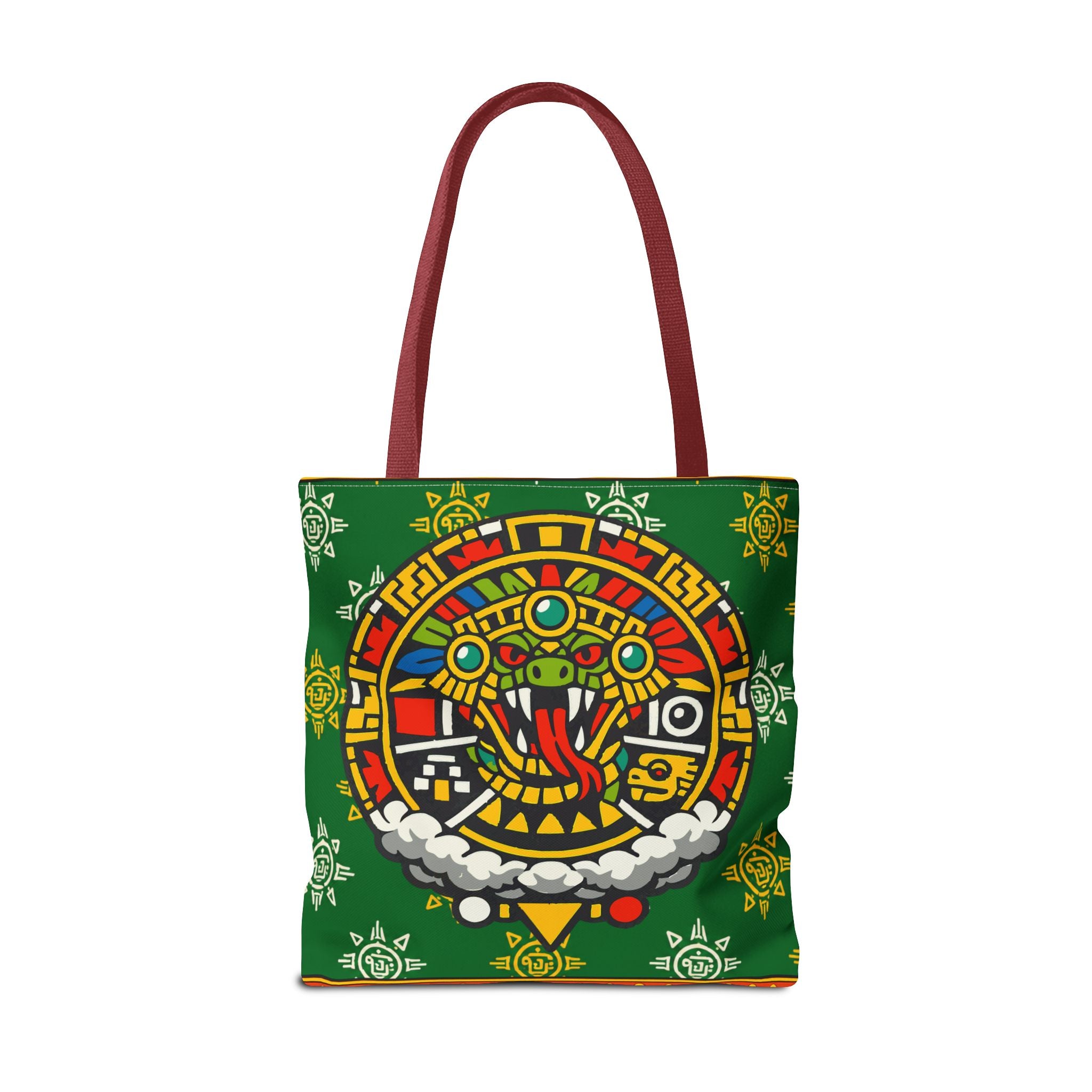 Quetzalcoatl Rising Tote Bag — Aztec Feathered Serpent All-Over Print