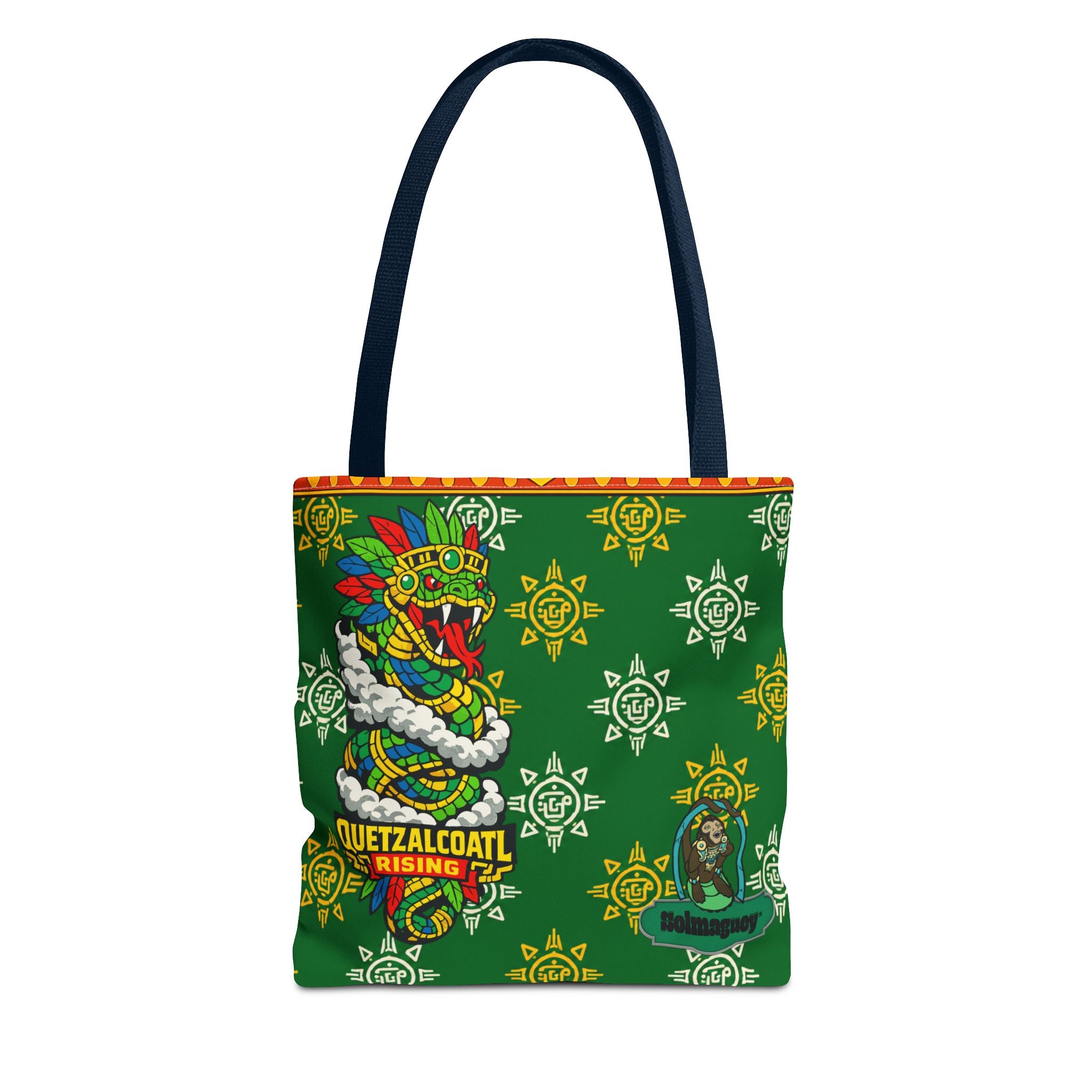 Quetzalcoatl Rising Tote Bag — Aztec Feathered Serpent All-Over Print