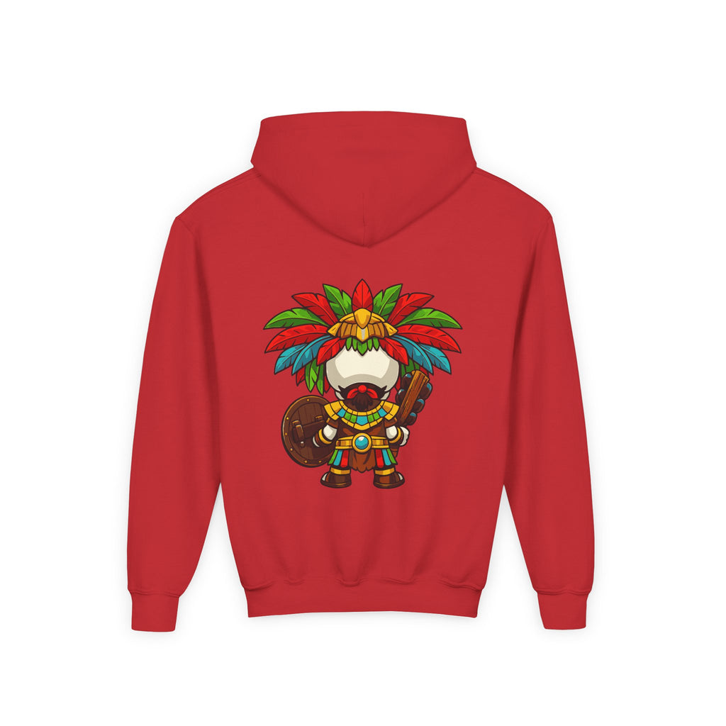 Youth Hoodie — Colorful Aztec Sugar Skull & Warrior Kids Pullover