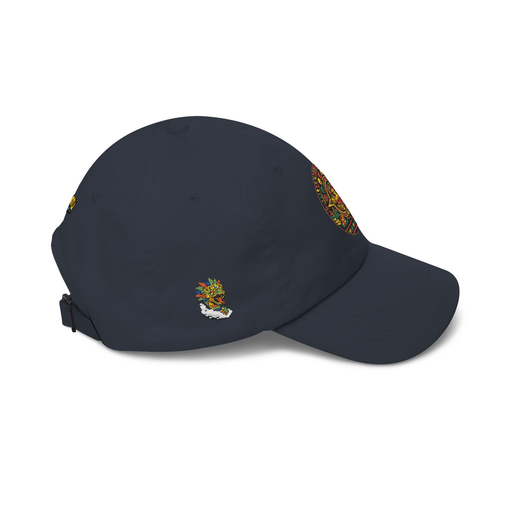 Dad Cap — Colorful Aztec Calendar & Quetzalcoatl Embroidered Hat