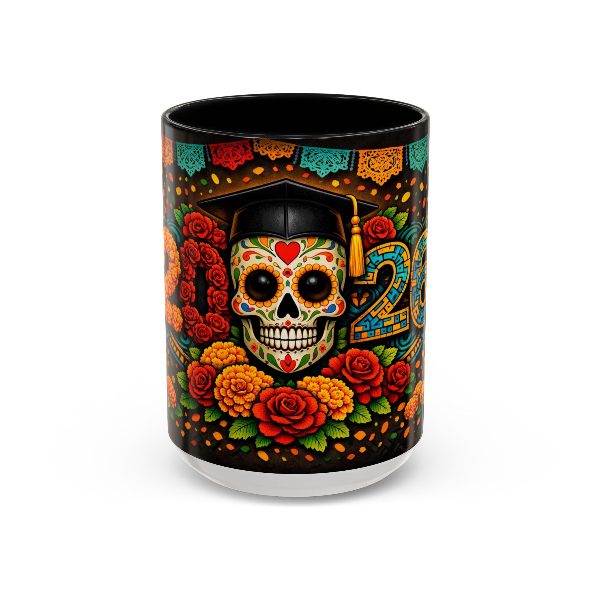 Day of the Dead Graduation Skull Accent Coffee Mug — Class of '26 Cappuccino Cup