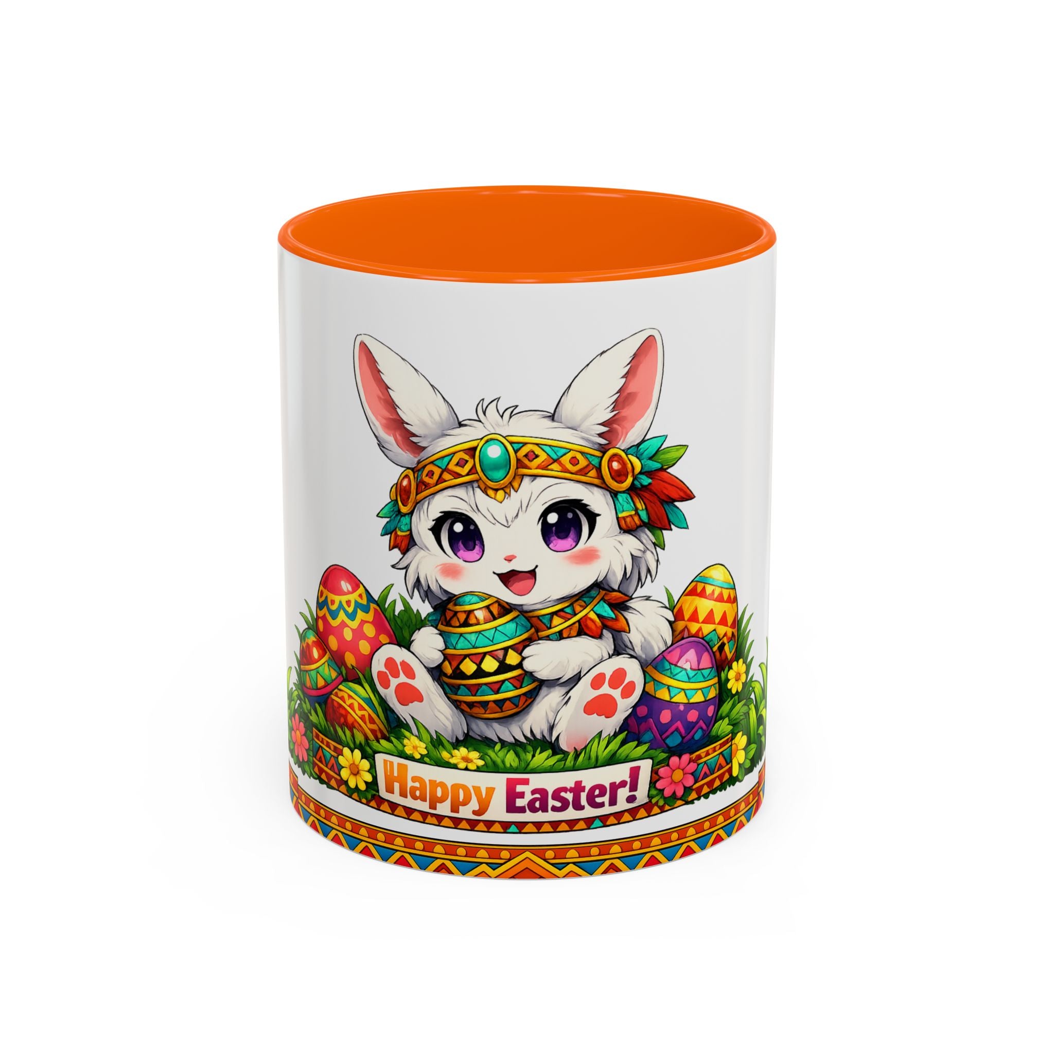 Cute Easter Bunny with Colorful Eggs Mug Accent Coffee Mug