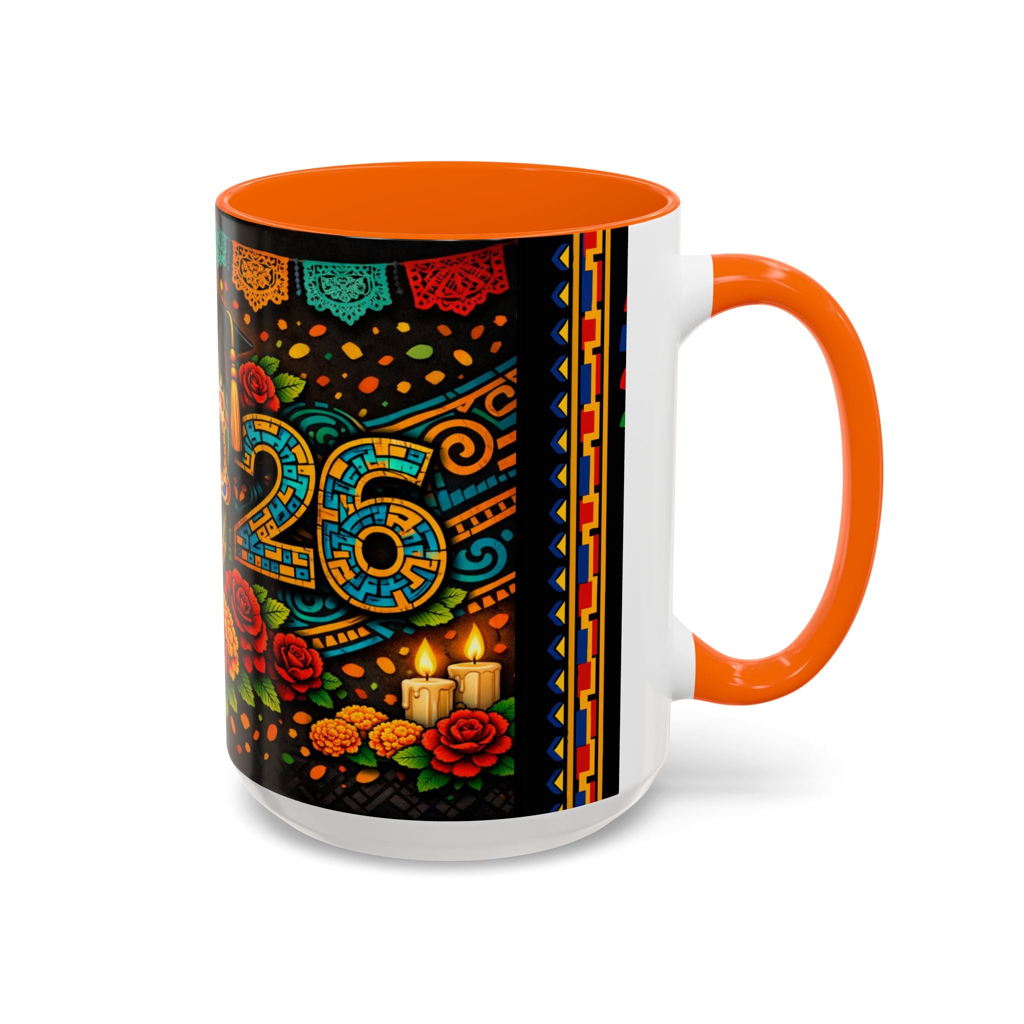 Day of the Dead Graduation Skull Accent Coffee Mug — Class of '26 Cappuccino Cup