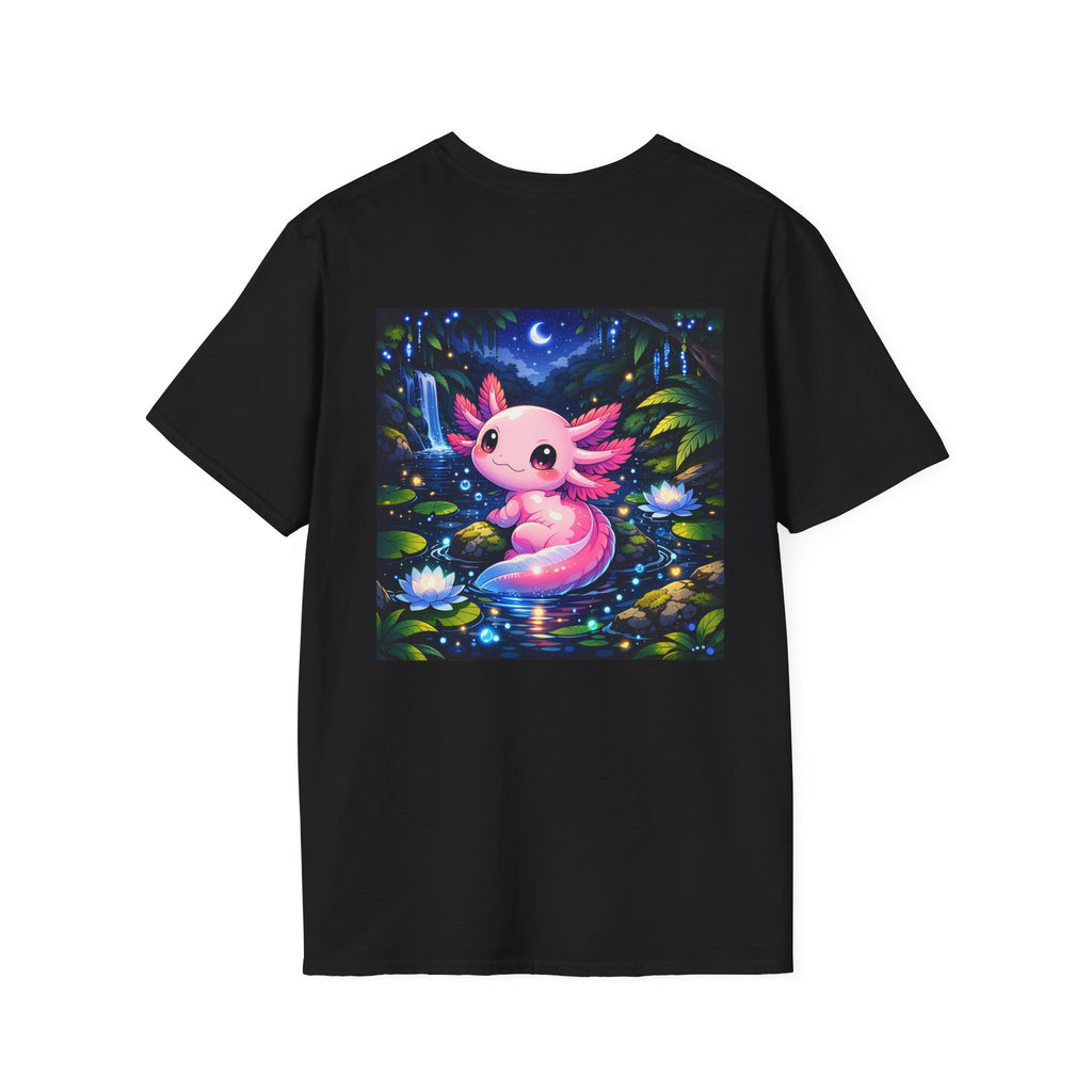 Axolotl Night Pond T-Shirt — Cute Pink Axolotl Art Tee