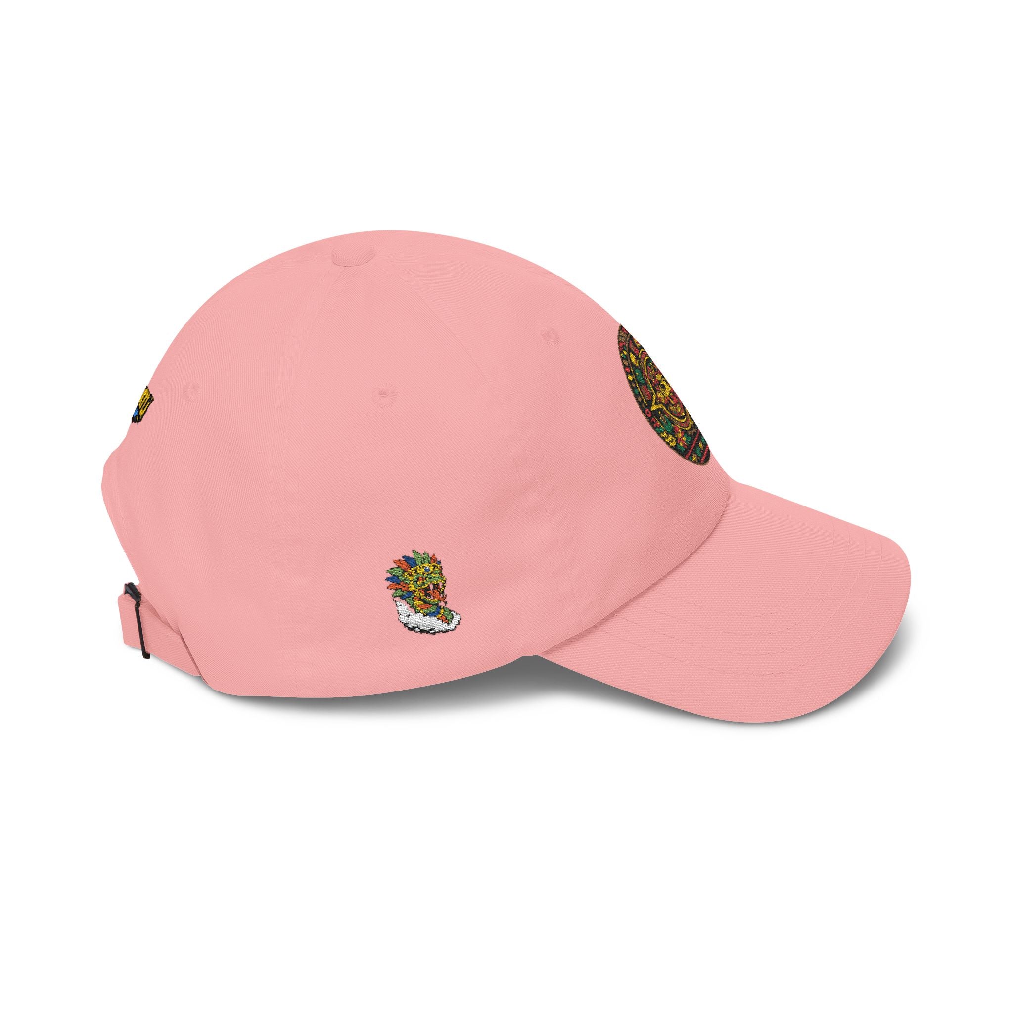 Dad Cap — Colorful Aztec Calendar & Quetzalcoatl Embroidered Hat