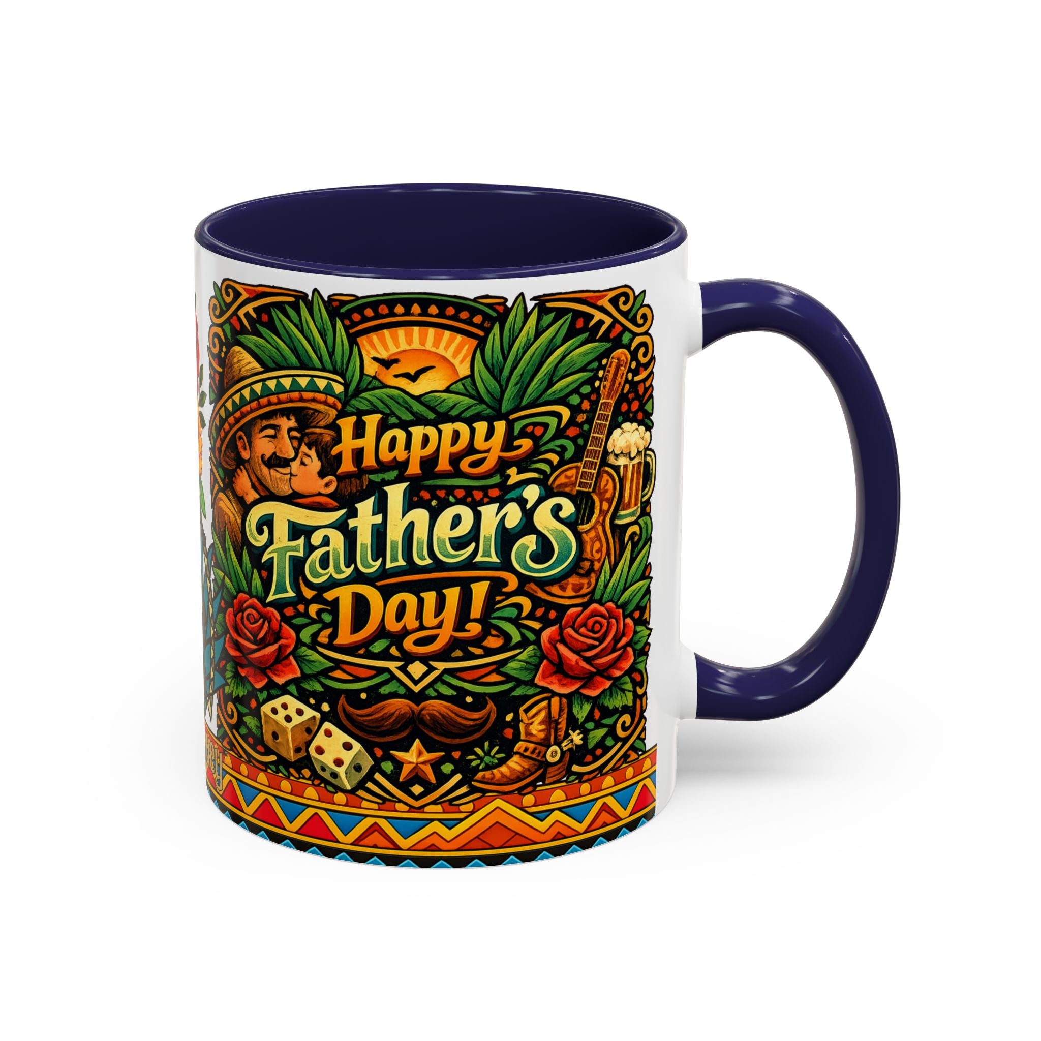 Happy Father's Day Accent Mug — Festive Father's Day Coffee Mug | Solmaguey™