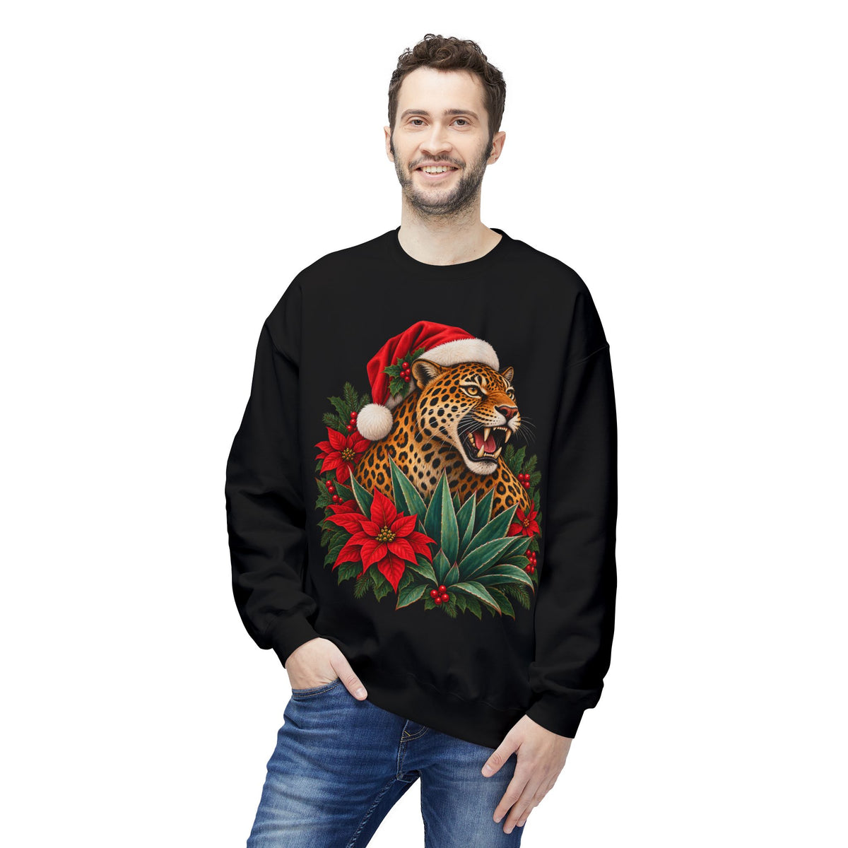 Jaguar Navideño™ – Christmas Jaguar Crewneck Sweatshirt | Solmaguey™