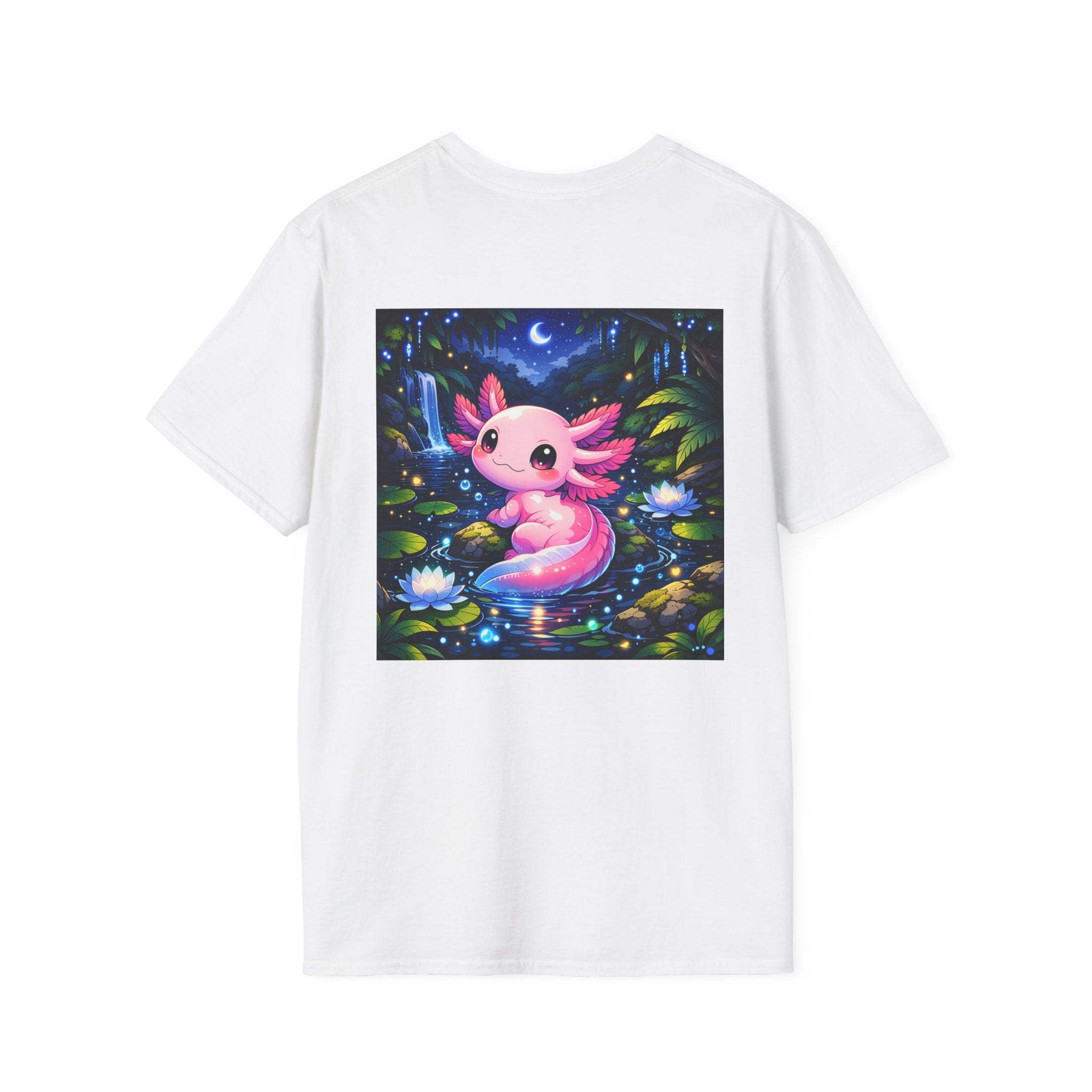 Axolotl Night Pond T-Shirt — Cute Pink Axolotl Art Tee