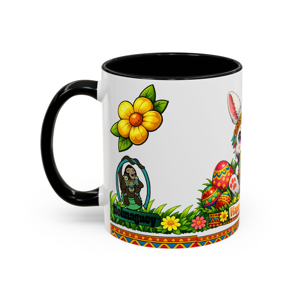 Cute Easter Bunny with Colorful Eggs Mug Accent Coffee Mug