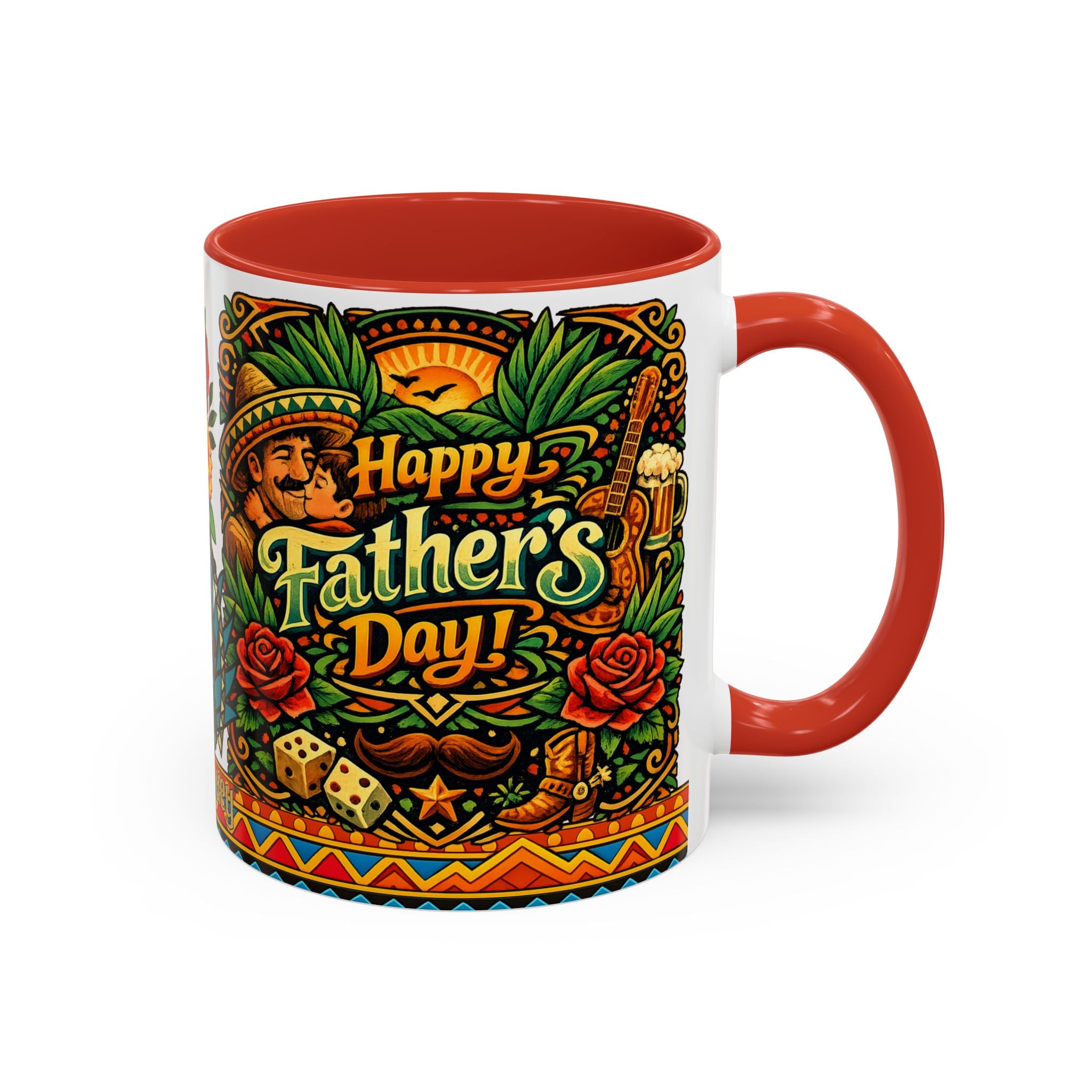 Happy Father's Day Accent Mug — Festive Father's Day Coffee Mug | Solmaguey™