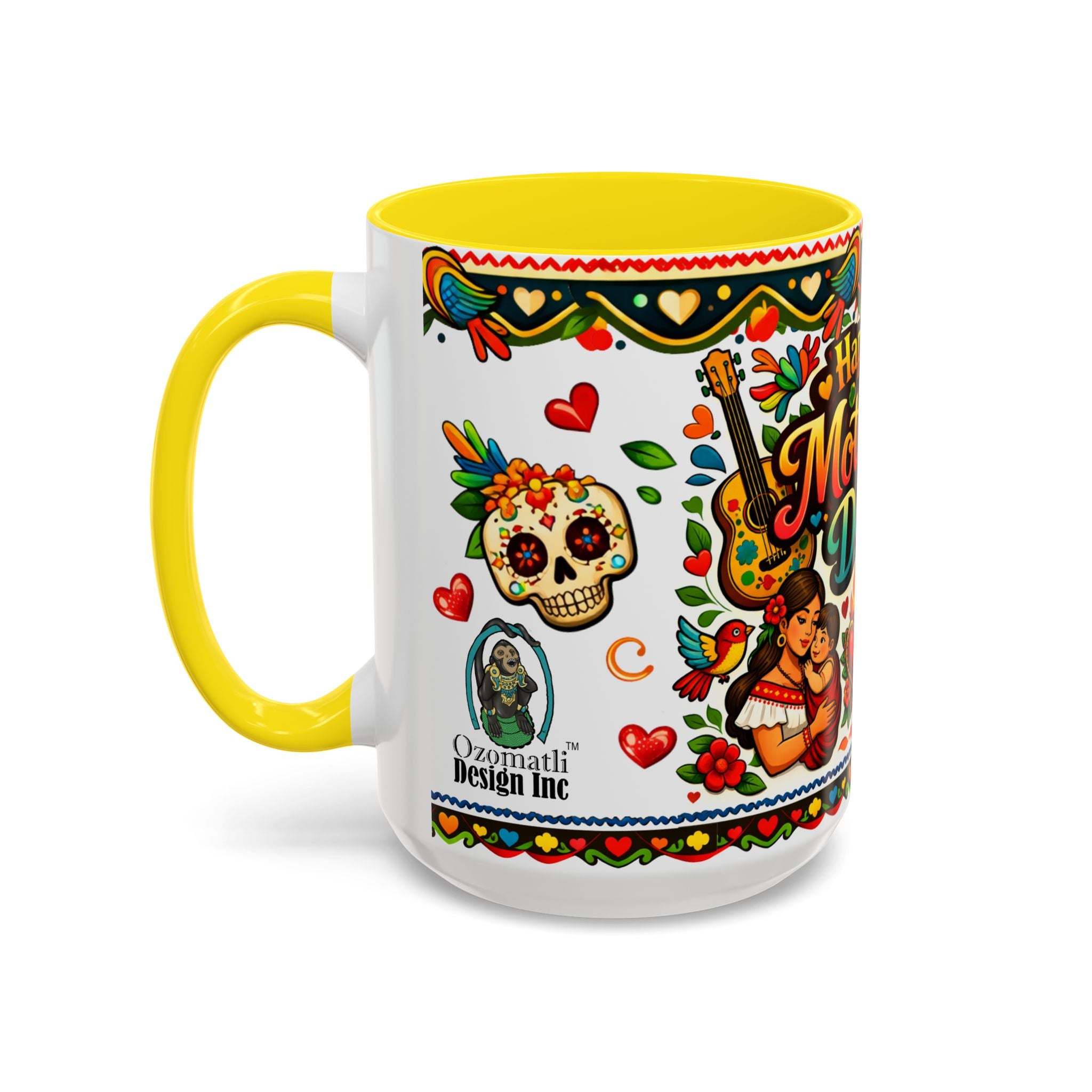 Happy Mother's Day Accent Coffee Mug – Colorful Mexican Folk Art Design
